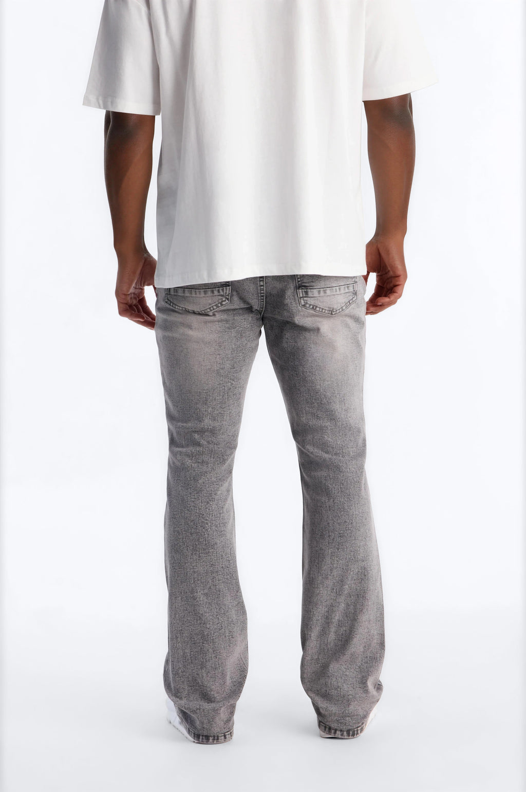 Stacked Skinny Flare Threaded Destroyed Jeans - Grey - image 3