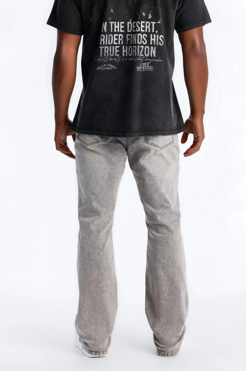 Stacked Skinny Slim Flare Acid Distressed Jeans - Grey - image 4