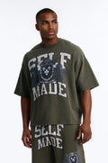 Self Made Patch Oversized French Terry Tee - Hunter Green - image 1