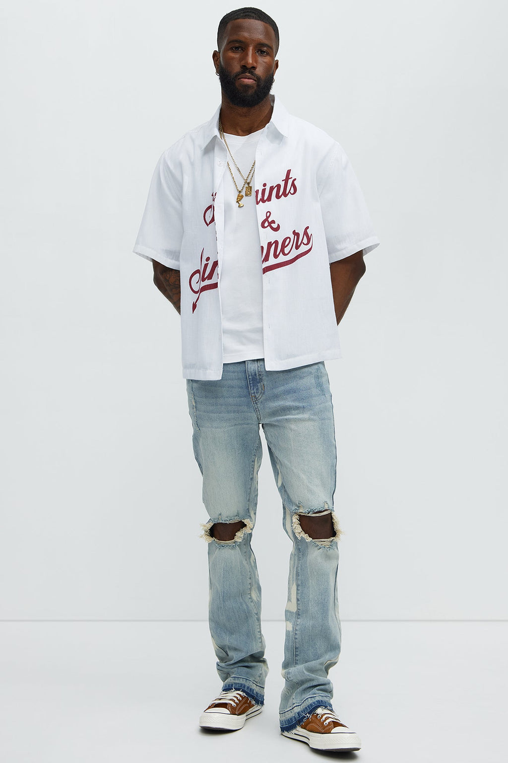 Apex Splotter Ripped Stacked Skinny Flare Jeans - Light Blue Wash - image 2