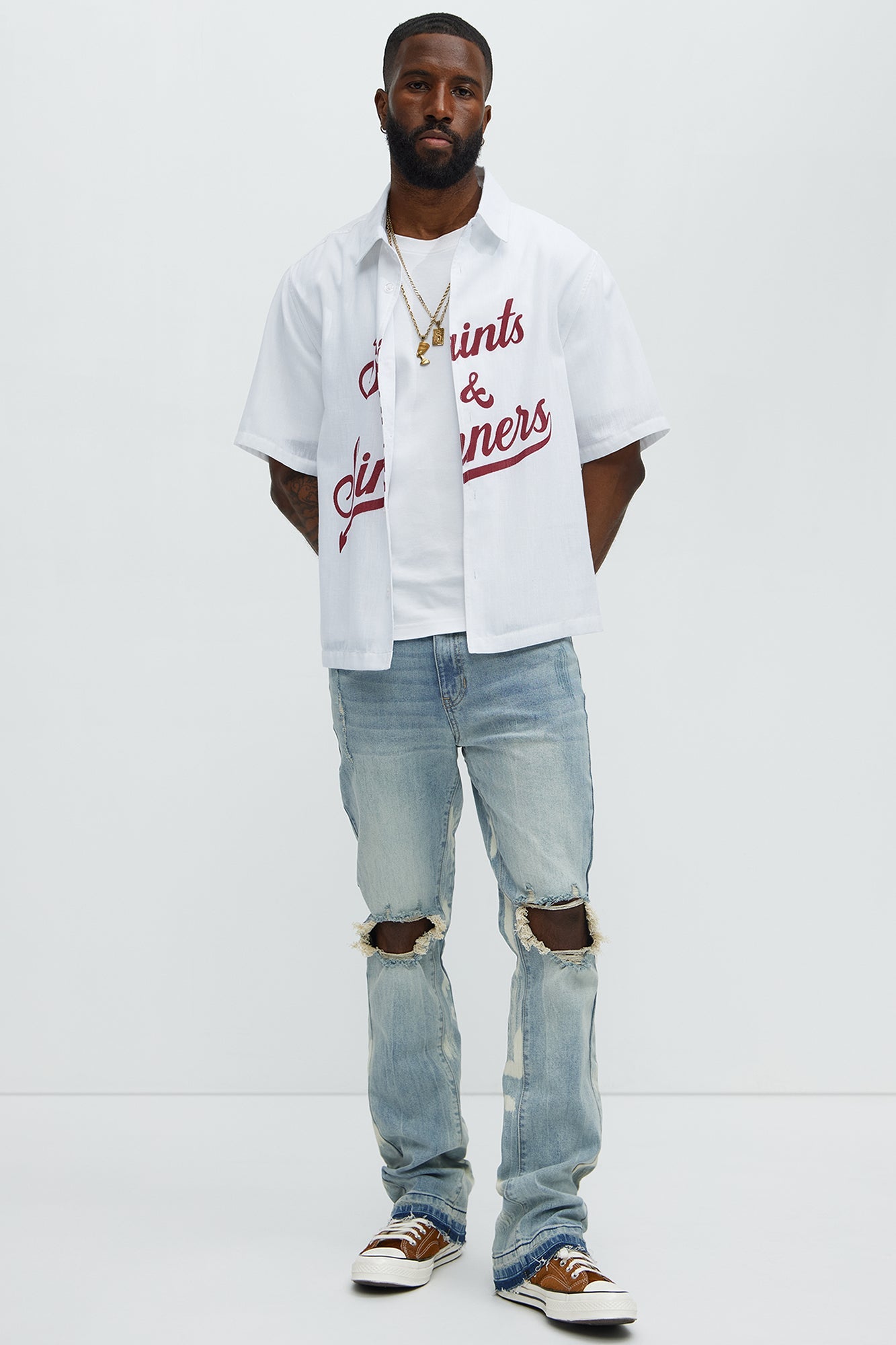 Apex Splotter Ripped Stacked Skinny Flare Jeans - Light Blue Wash - image 2