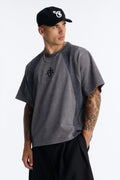 Forsaken Embroidery Paneled Fleece Tee - Grey - image 1