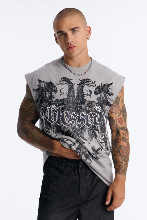 Blessed Redemption Patch French Terry Muscle Tee - Grey - image 1