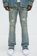 Stacked Skinny Flare On My Bling Distressed Jeans - Medium Blue Wash - image 1