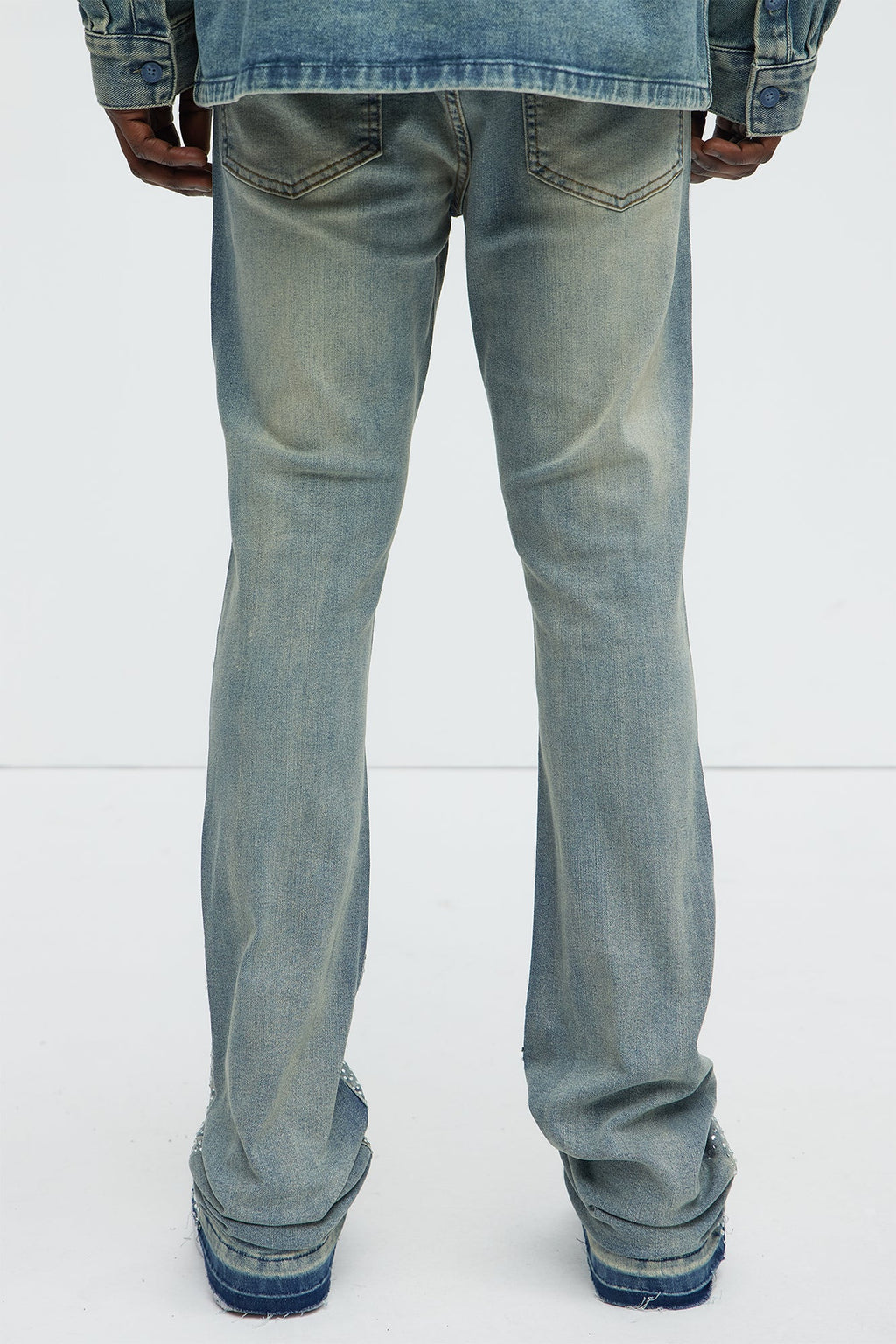 Stacked Skinny Flare On My Bling Distressed Jeans - Medium Blue Wash - image 4