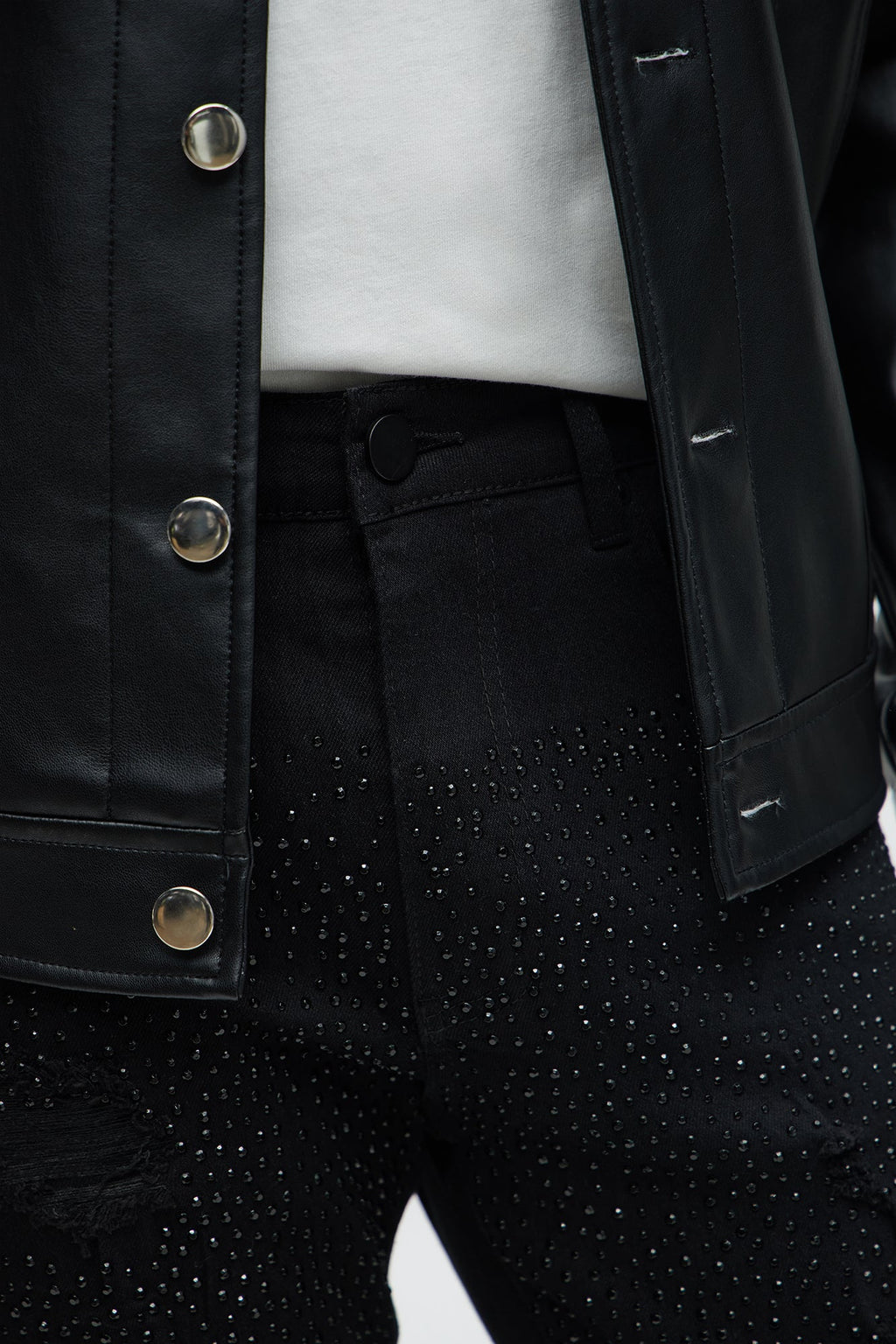 Stacked Skinny Flare On My Bling Distressed Jeans - Black - image 3