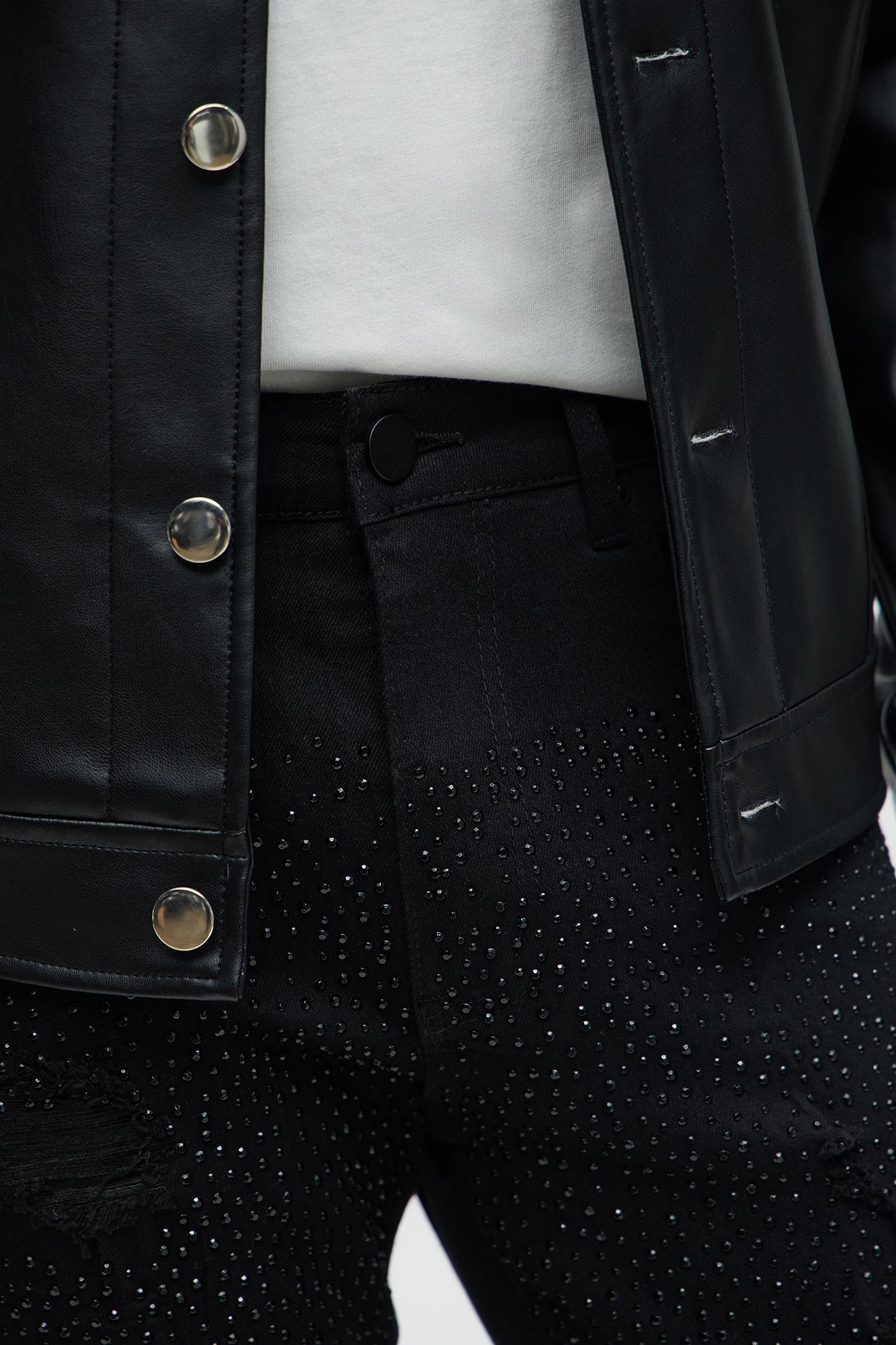 Stacked Skinny Flare On My Bling Distressed Jeans - Black - image 3