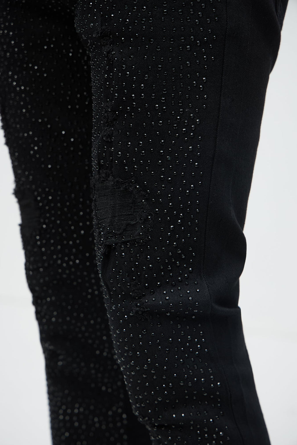 Stacked Skinny Flare On My Bling Distressed Jeans - Black - image 4