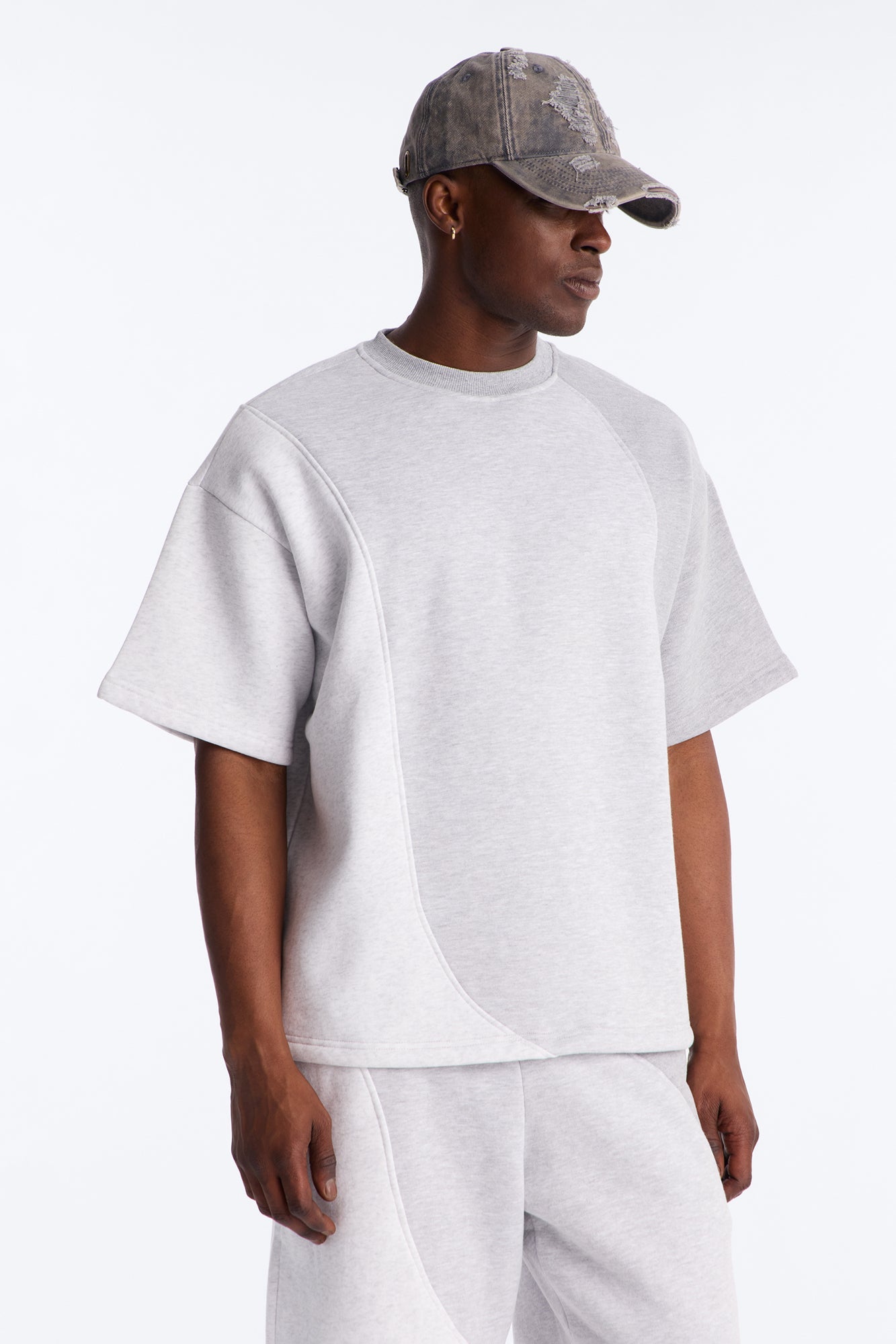 Oversized Neapolitan Paneled Sweatshirt - Grey/combo - image 1