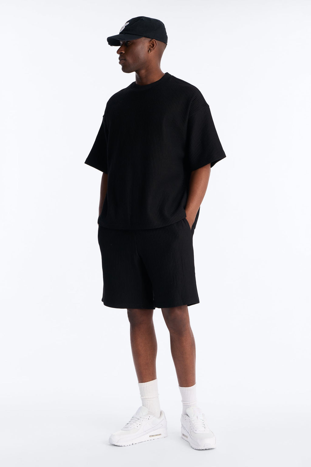 Textured Oversized Short Sleeve Fleece Tee - Black - image 2