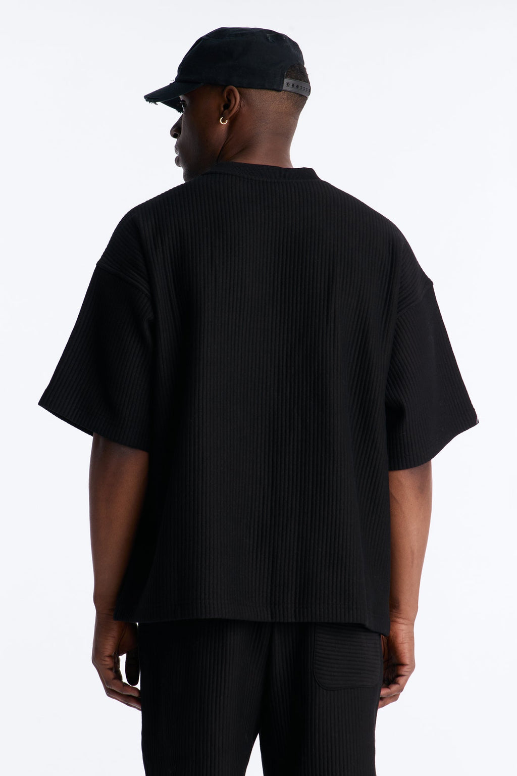 Textured Oversized Short Sleeve Fleece Tee - Black - image 3