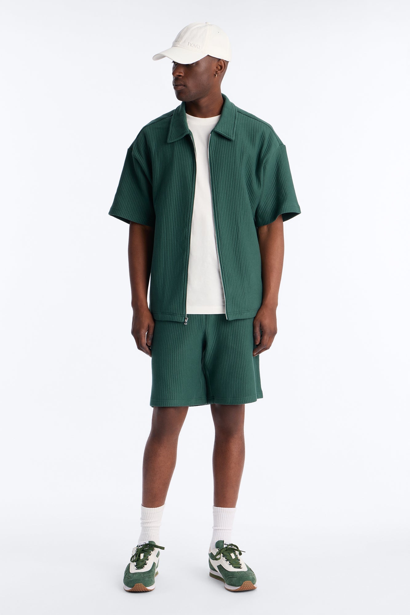 Textured Oversized Fleece Zip Up Shirt - Hunter Green - image 2