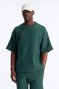 Textured Oversized Short Sleeve Fleece Tee - Hunter Green - image 1