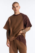 Oversized Neapolitan Paneled Sweatshirt - Brown/combo - image 1