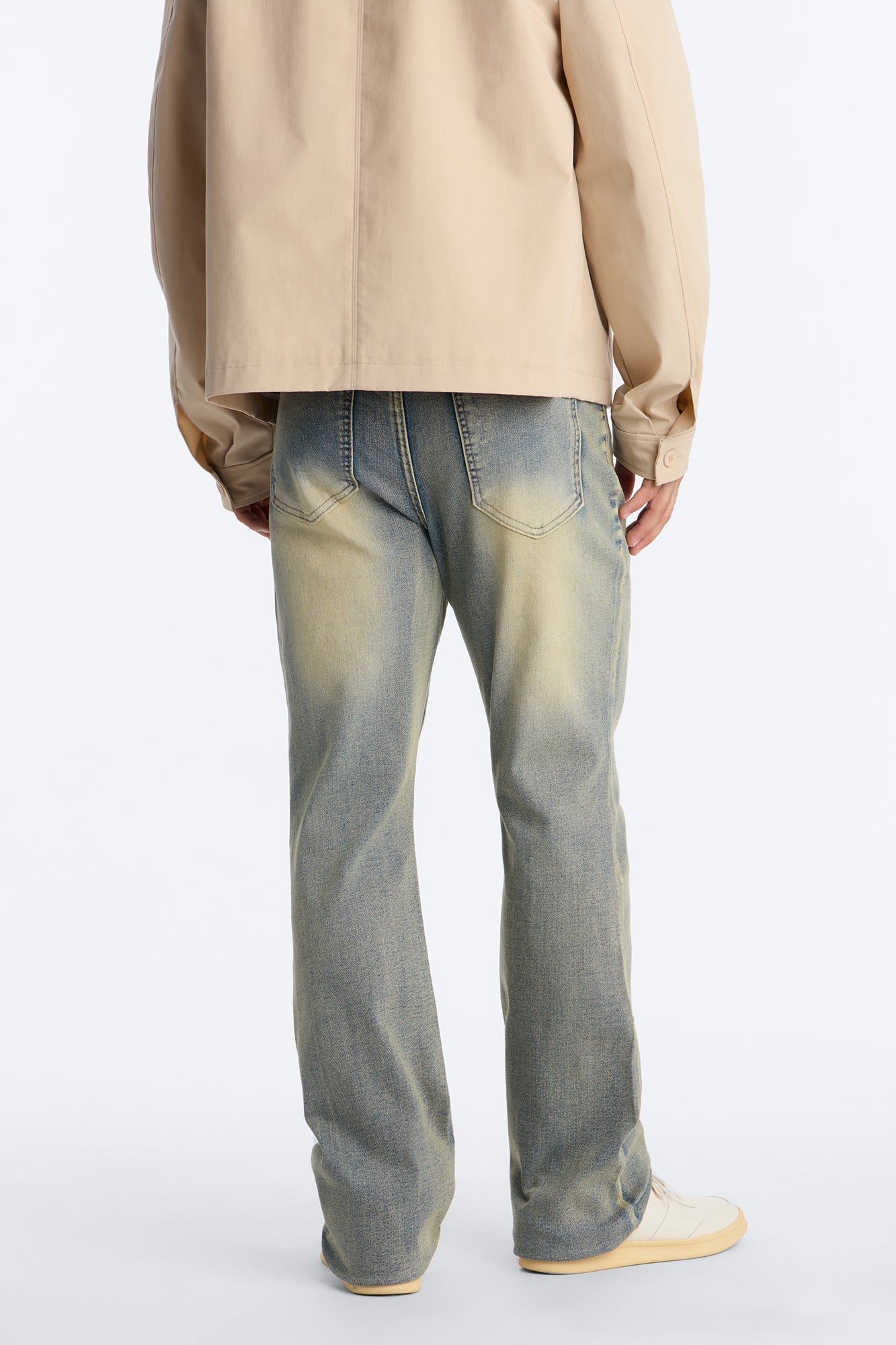 Stacked Skinny Flare Etched Distress Jeans - Vintage Blue Wash - image 4