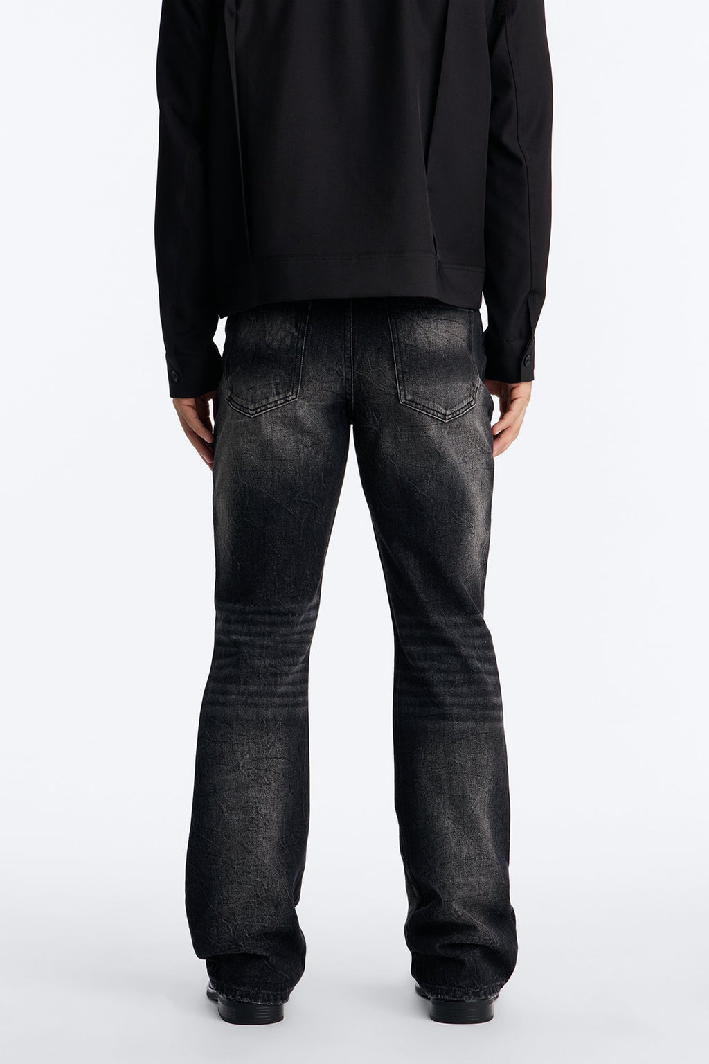 Stacked Slim Flare Looking Out Distressed Grommet Jean - Black Wash - image 4