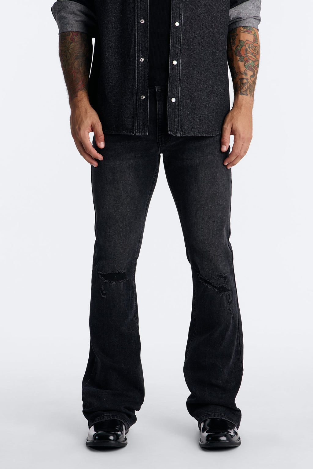 Dreamy Stacked Skinny Flare Jeans - Black Wash - image 1