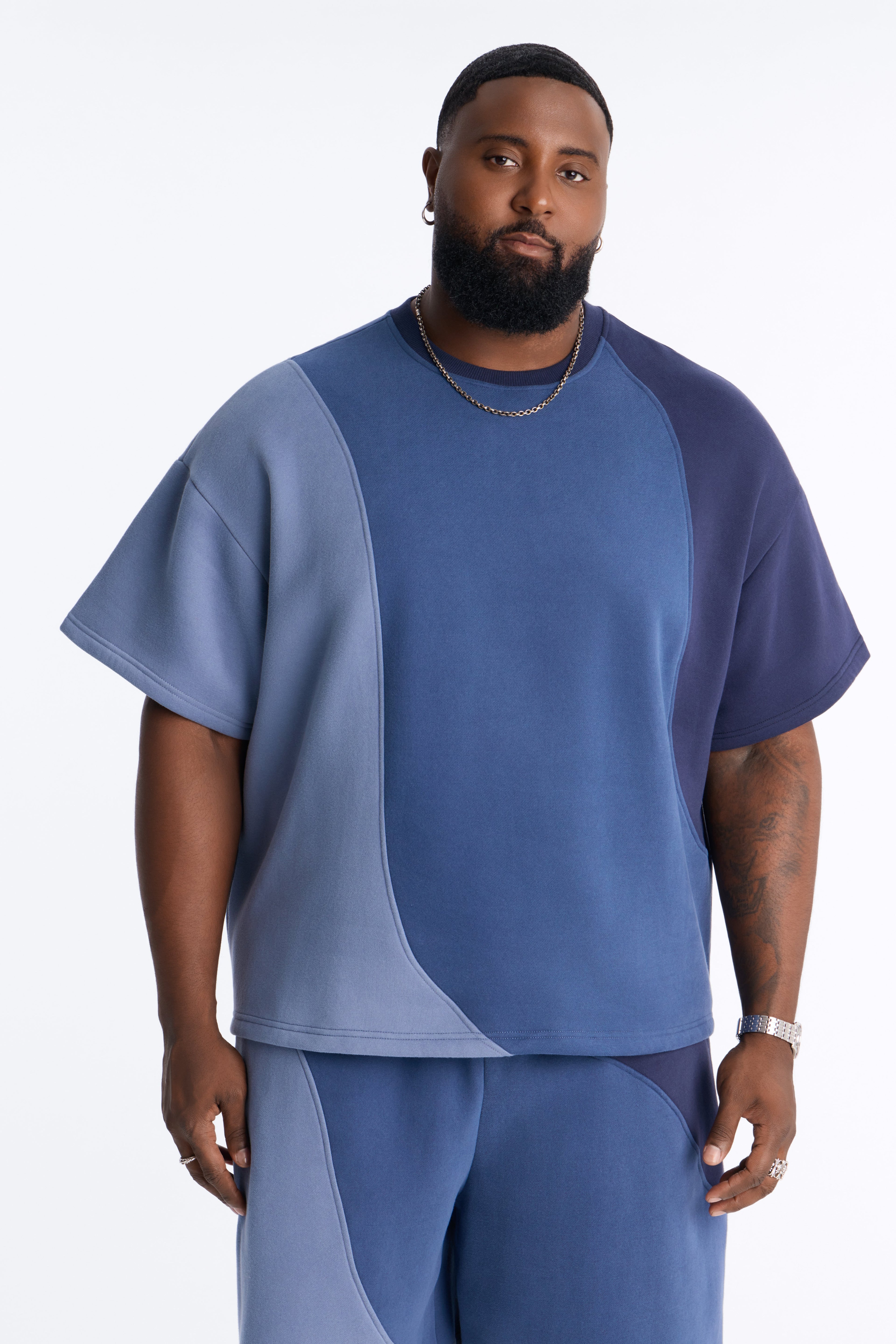 Oversized Neapolitan Paneled Sweatshirt - Blue/combo - image 4