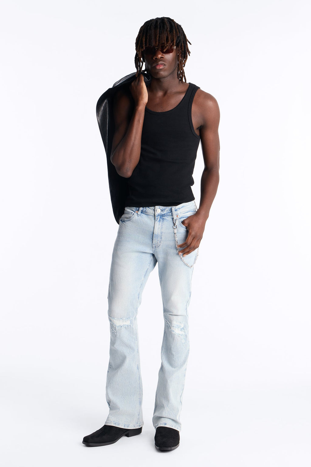 Dreamy Stacked Skinny Flare Jeans - Light Blue Wash - image 2