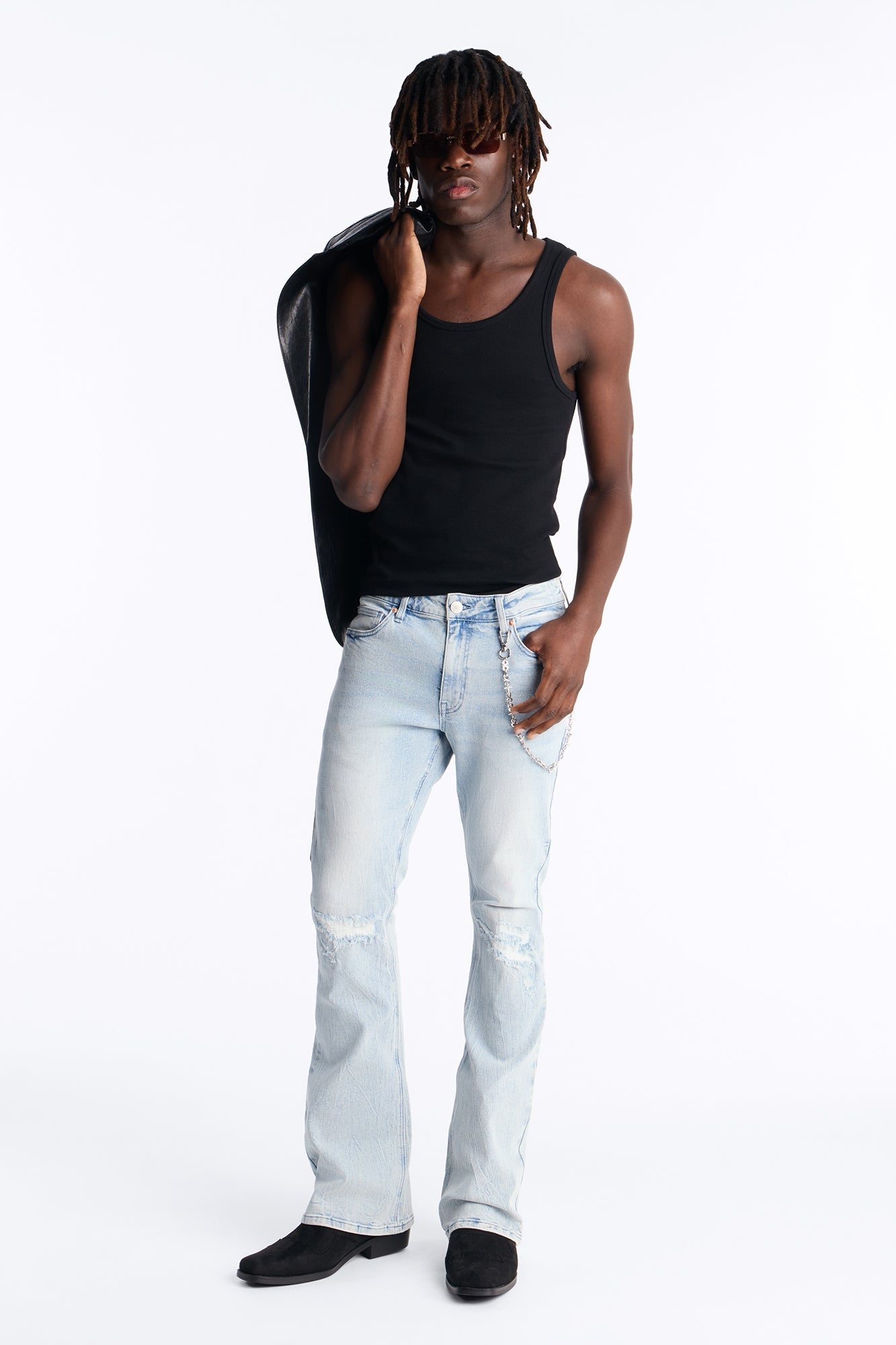 Dreamy Stacked Skinny Flare Jeans - Light Blue Wash - image 2