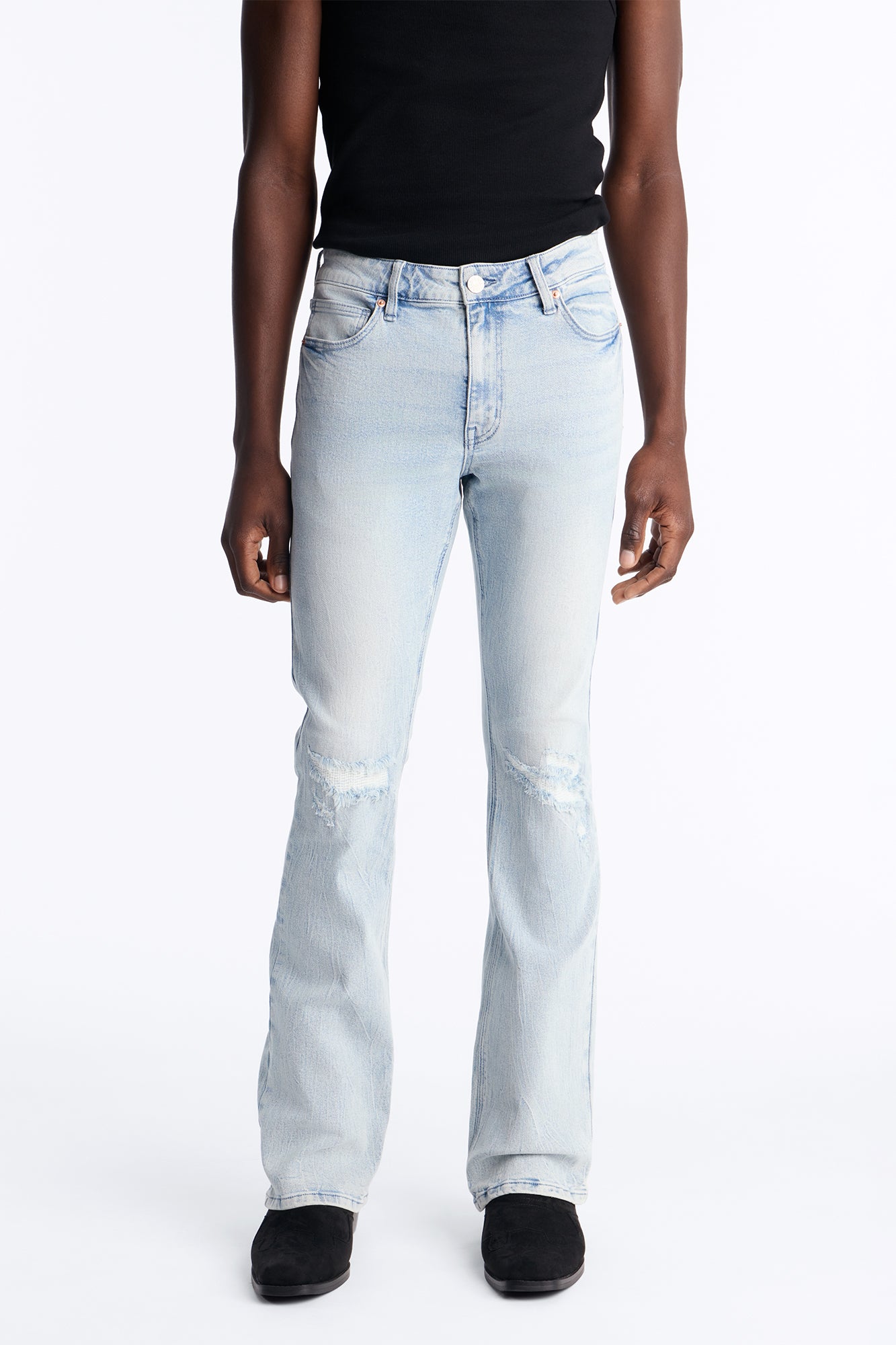 Dreamy Stacked Skinny Flare Jeans - Light Blue Wash - image 1