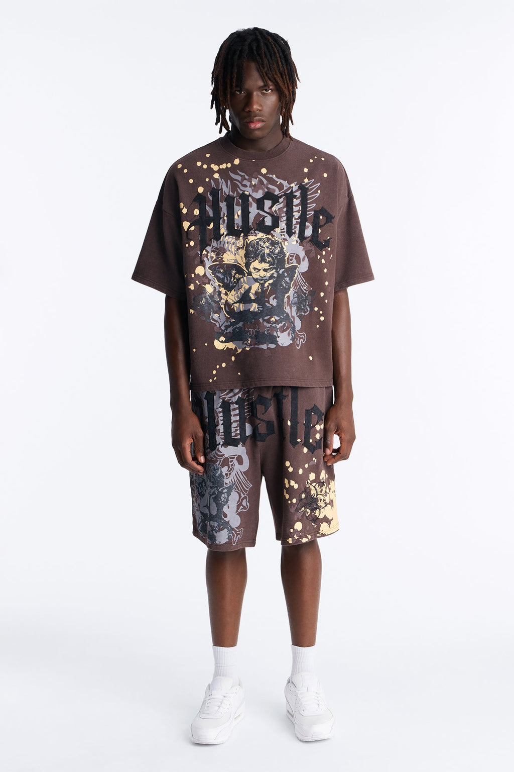 Heavenly Hustle Patch Oversized French Terry Tee - Brown - image 2