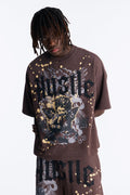 Heavenly Hustle Patch Oversized French Terry Tee - Brown - image 1