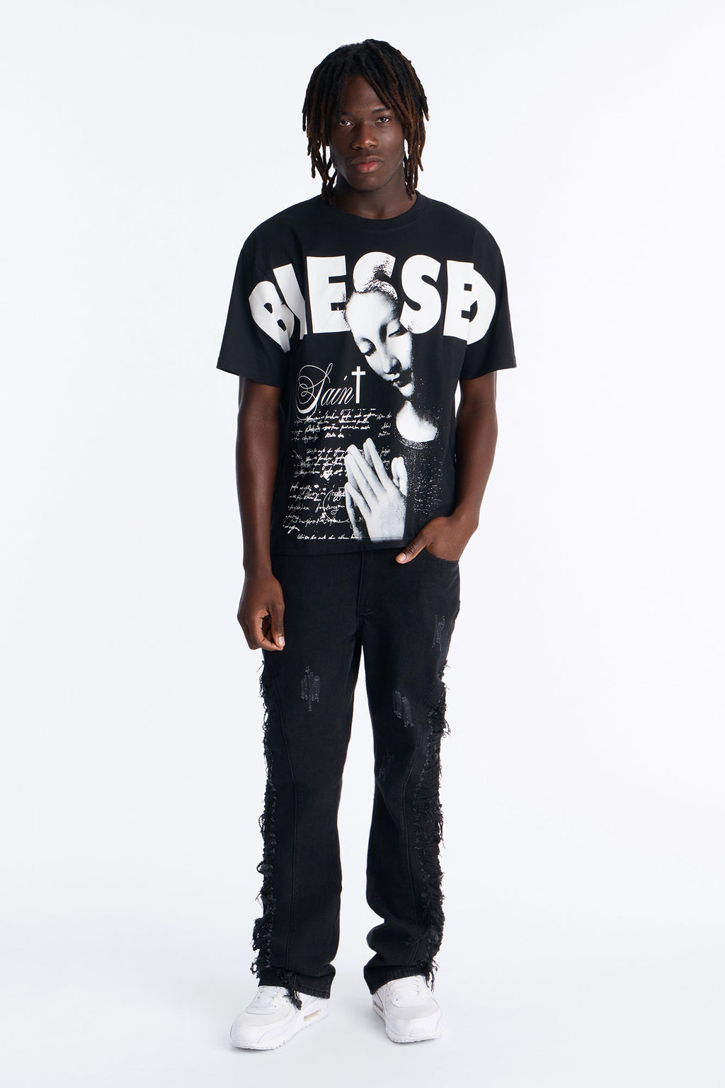 Stacked Slim Flare Slashed Down Jean - Black Wash - image 2
