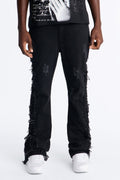Stacked Slim Flare Slashed Down Jean - Black Wash - image 1