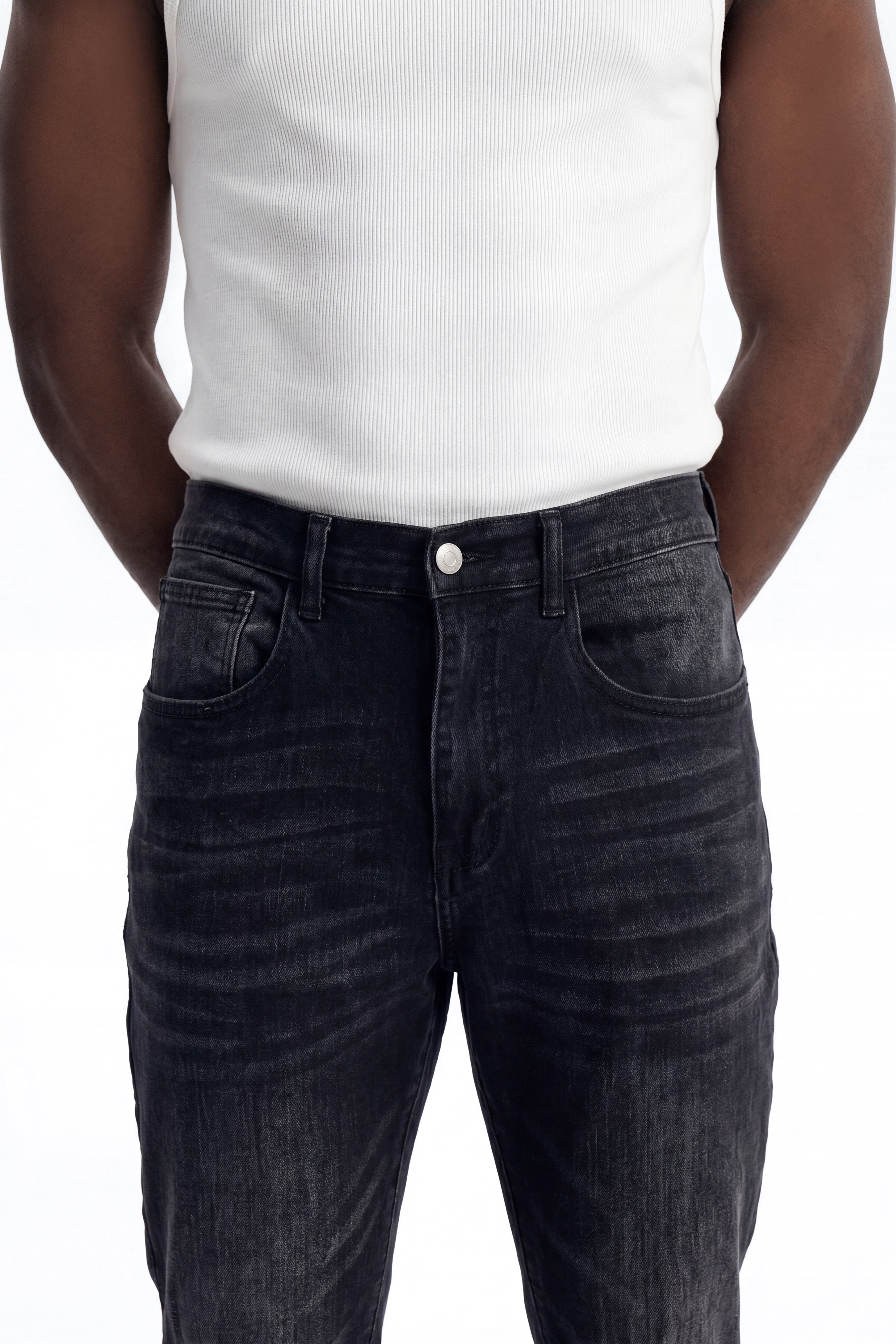 Stacked Skinny Flare Not Too Much Distressed Jean - Black - image 3