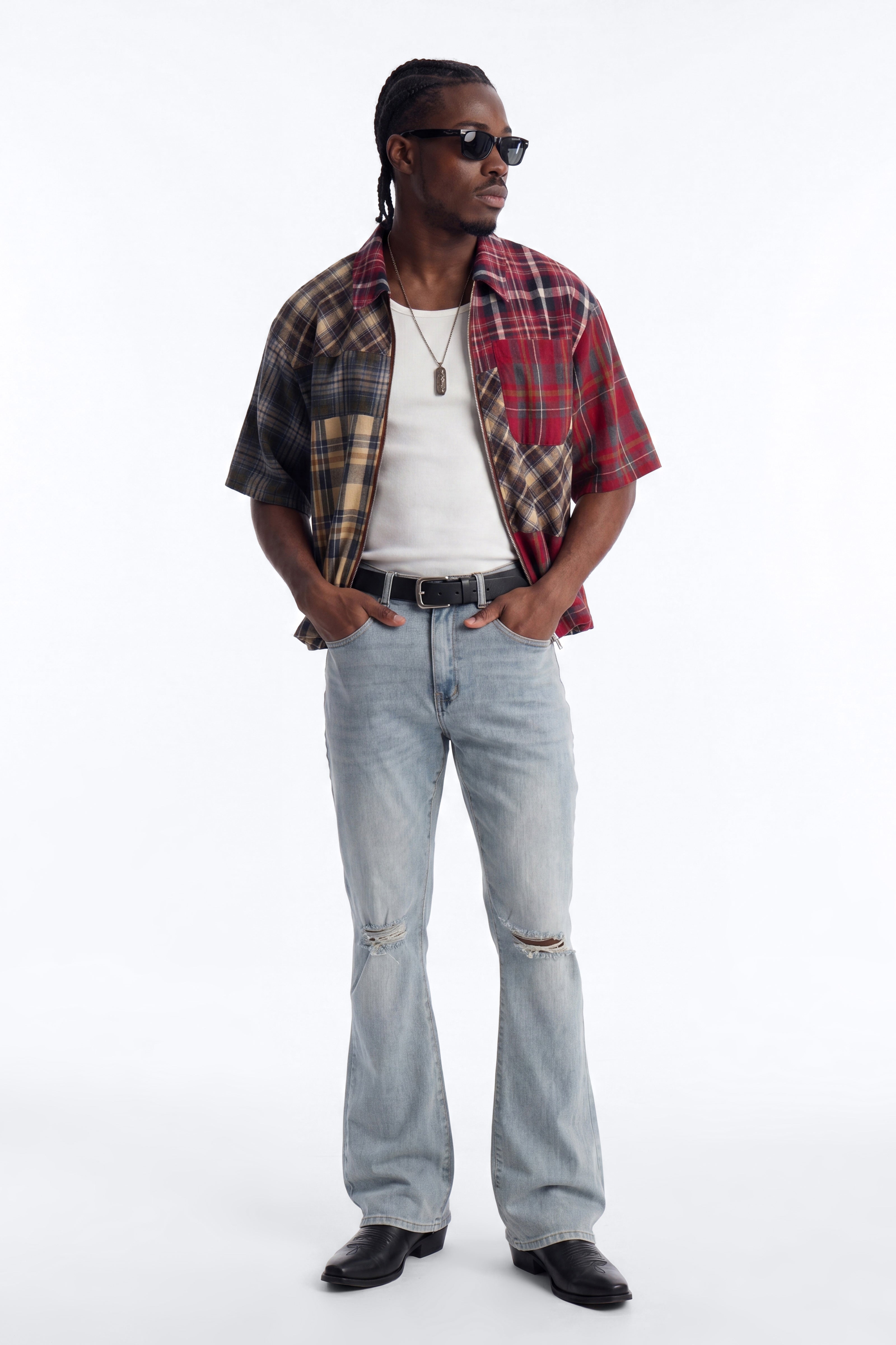 Stacked Skinny Flare Not Too Much Distressed Jean - Light Blue Wash - image 2
