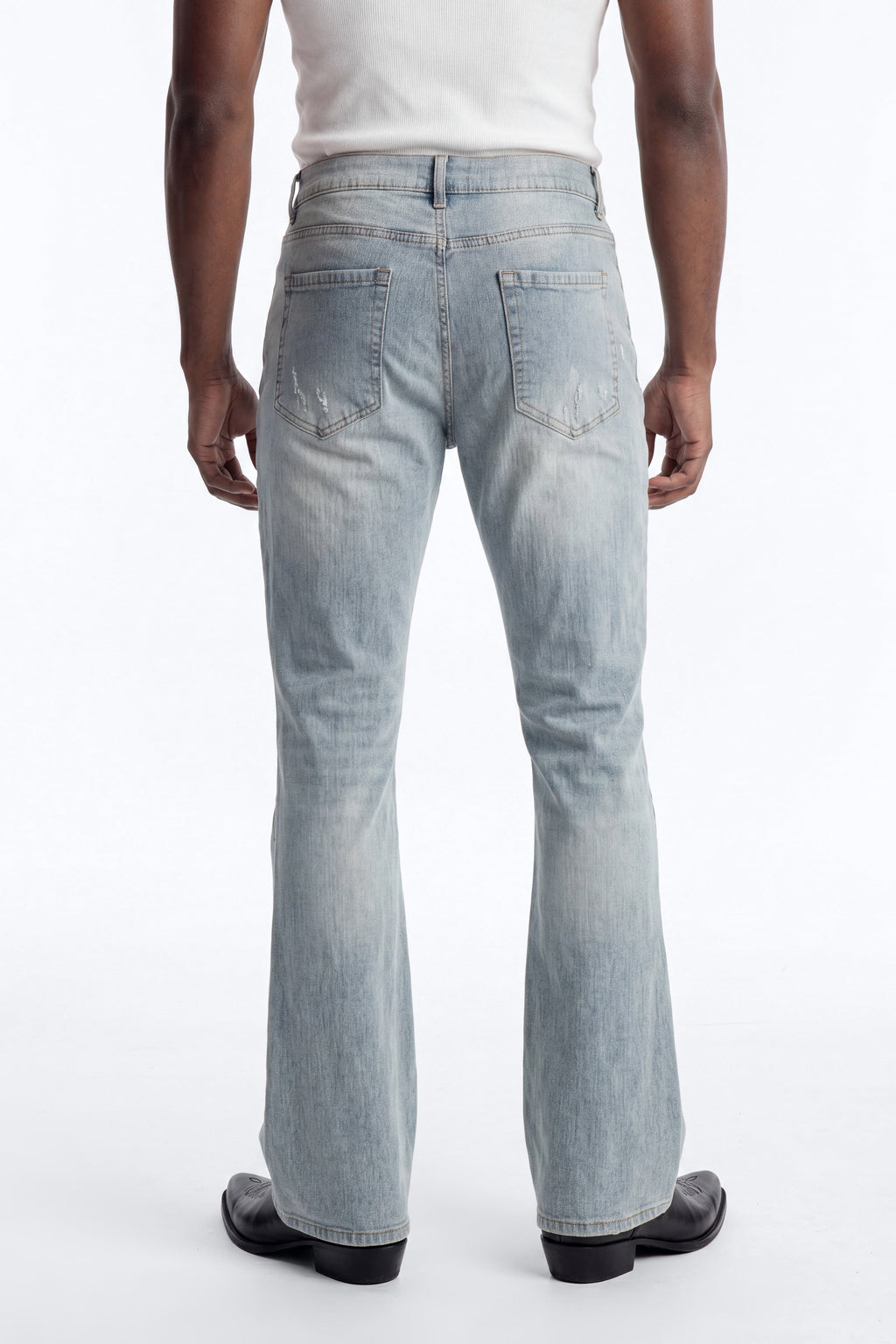 Stacked Skinny Flare Not Too Much Distressed Jean - Light Blue Wash - image 4