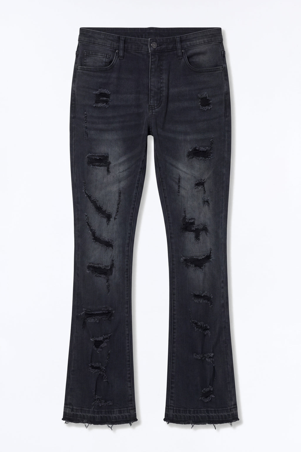 Through It Ripped Skinny Flared Jeans - Black Wash - image 2