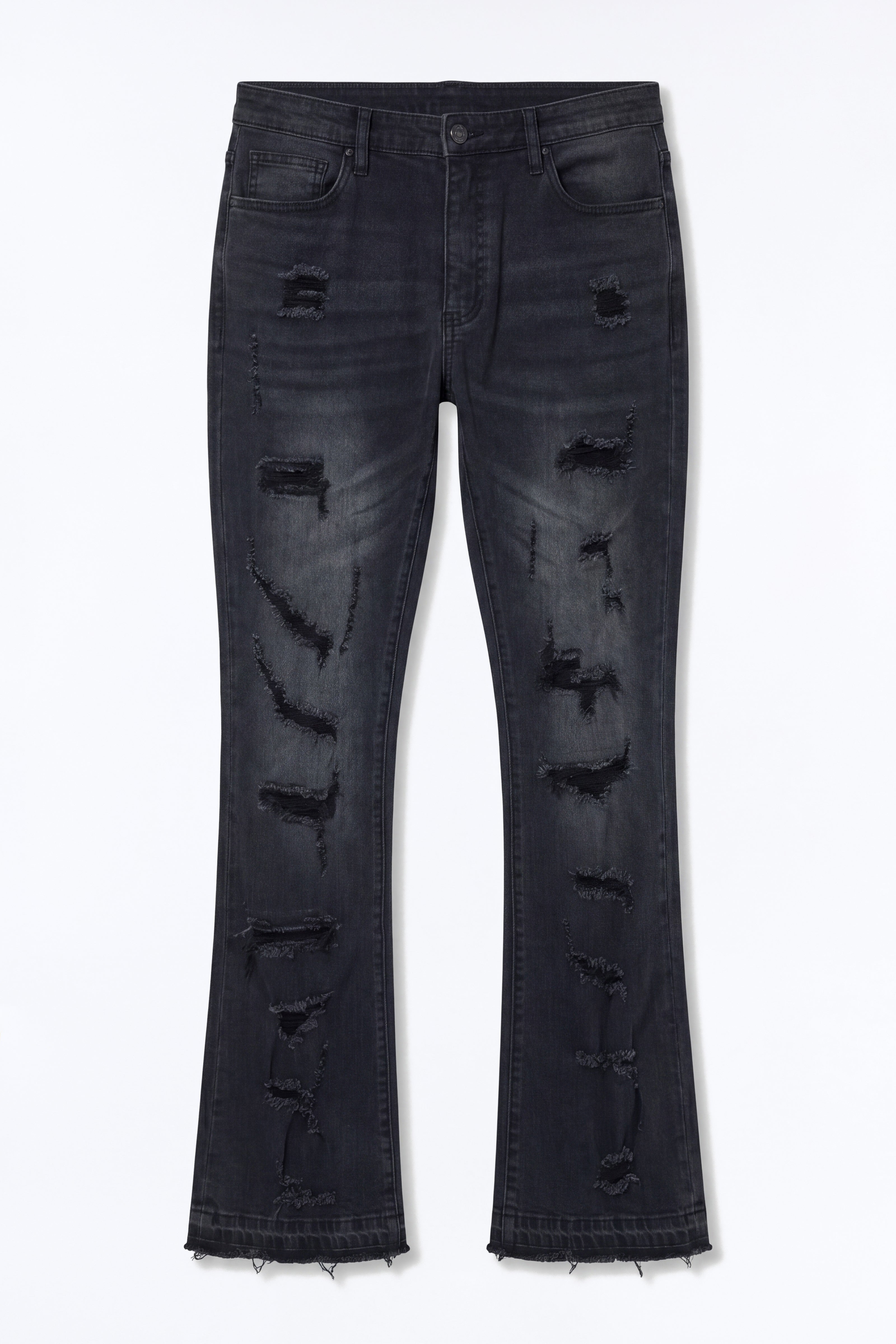 Through It Ripped Skinny Flared Jeans - Black Wash - image 2