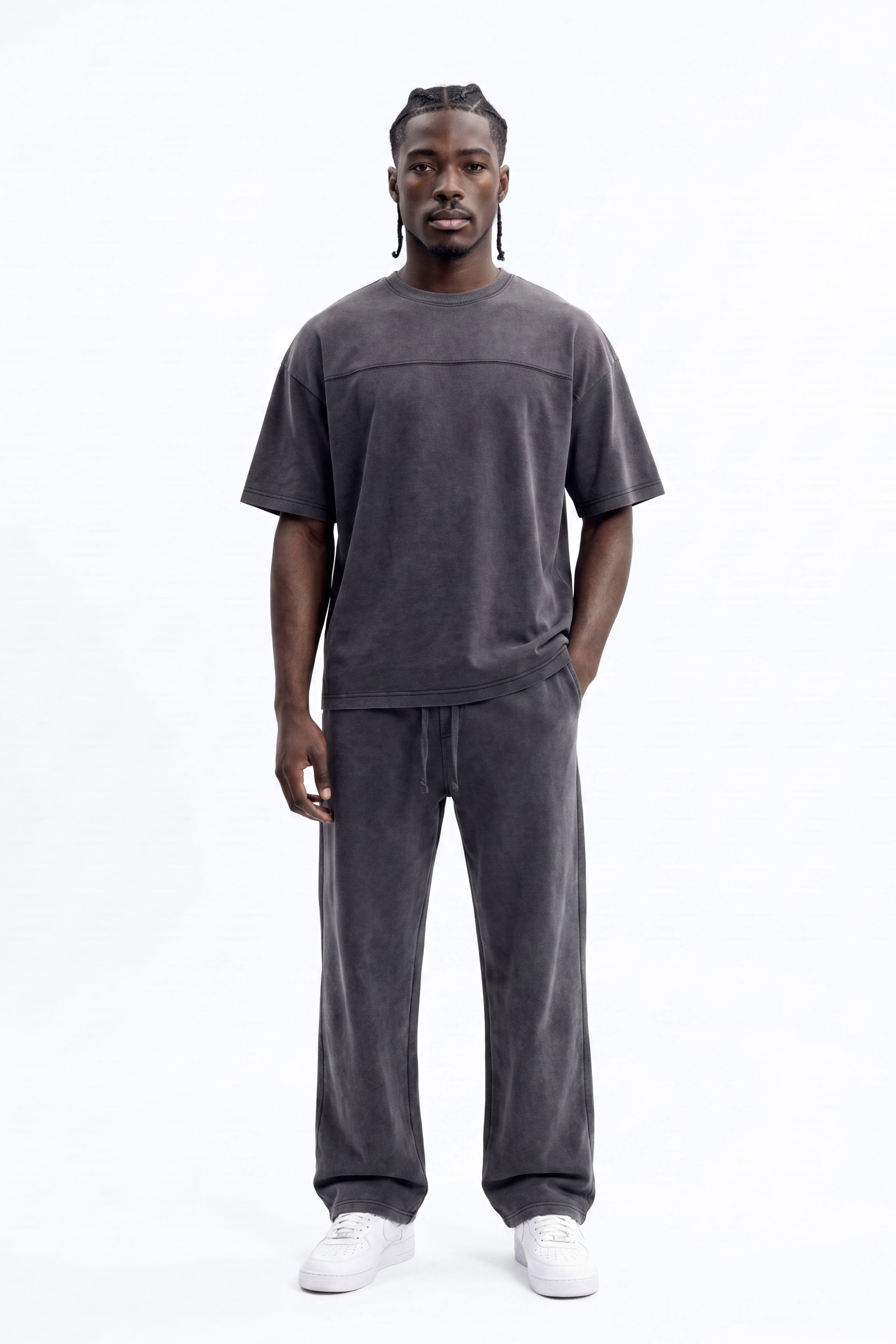 Soft Touch Washed Interlock Oversized Tee - Black Wash - image 1