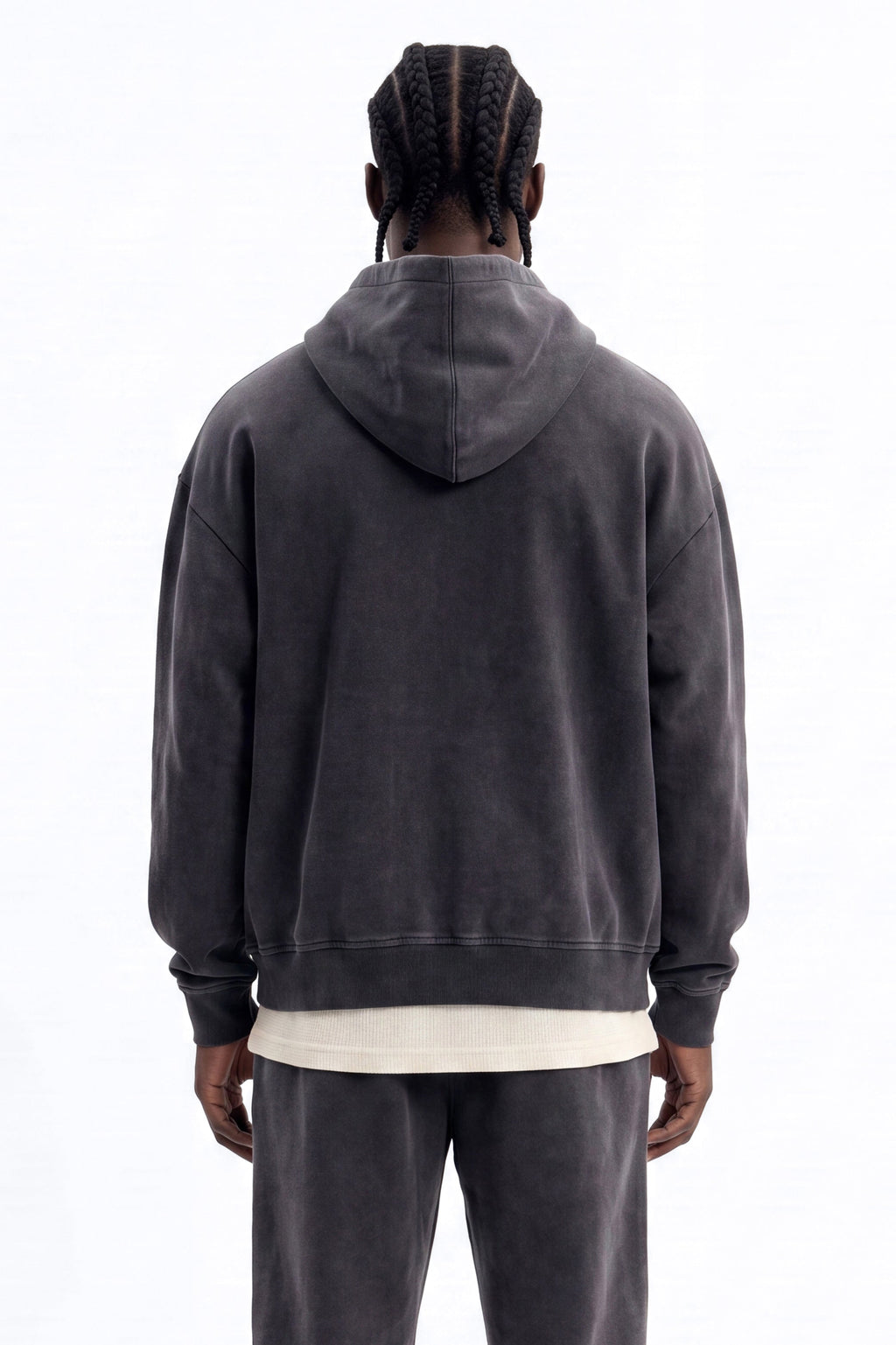 Soft Touch Washed Interlock Oversized Hoodie - Black Wash - image 3