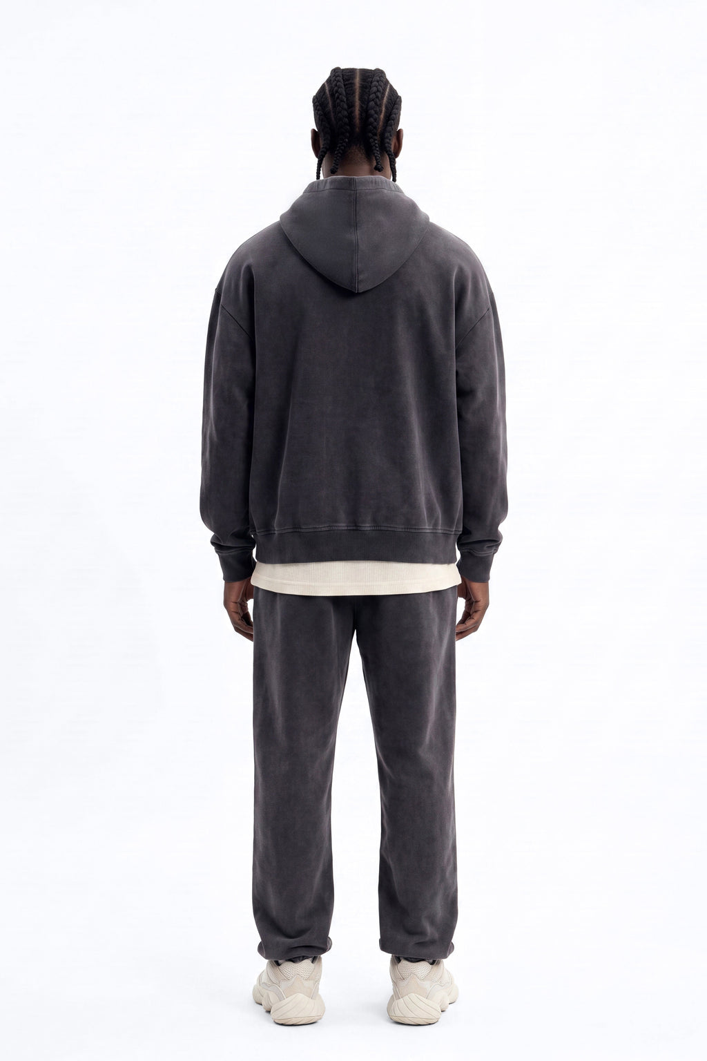 Soft Touch Washed Interlock Oversized Hoodie - Black Wash - image 4
