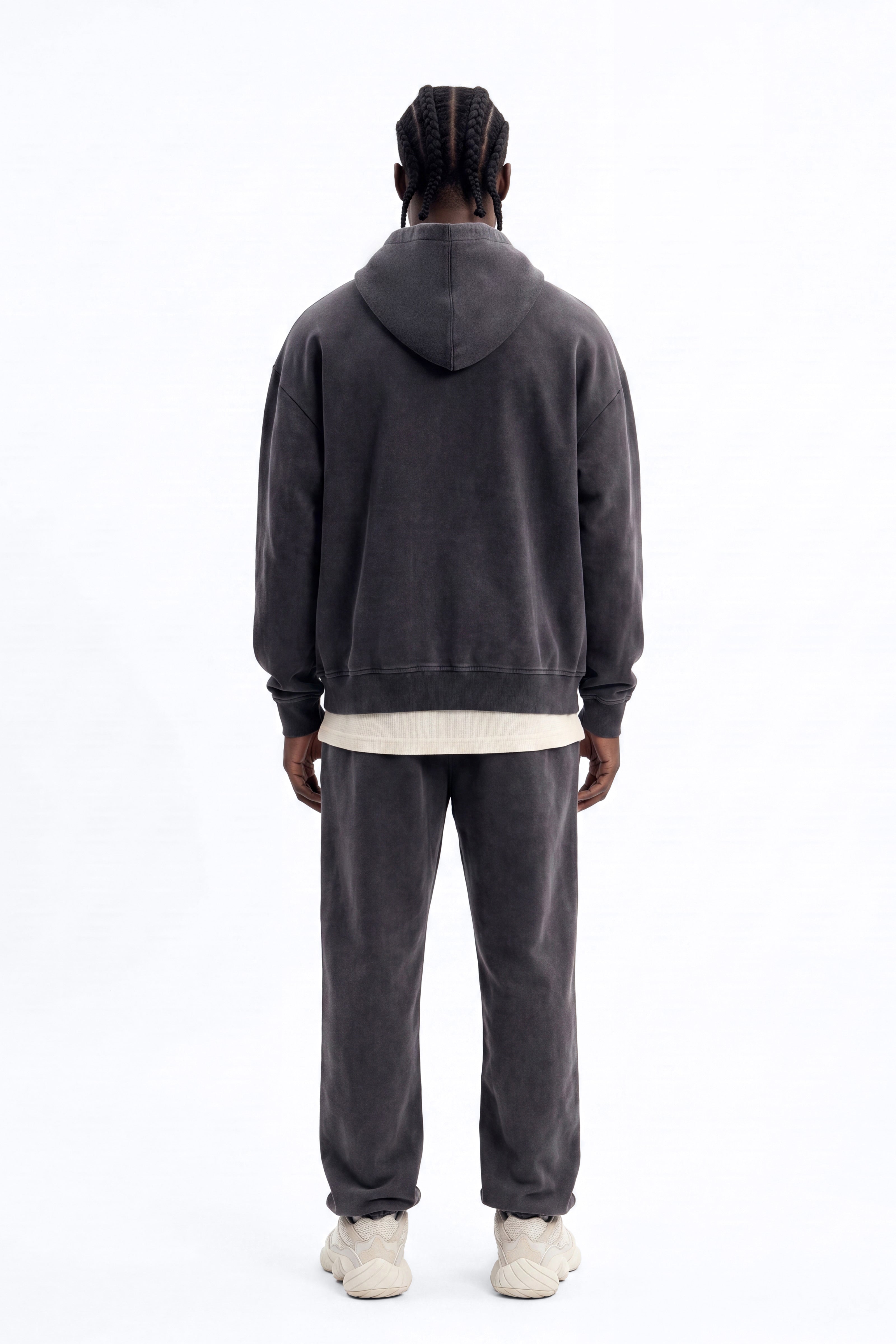 Soft Touch Washed Interlock Oversized Hoodie - Black Wash - image 4