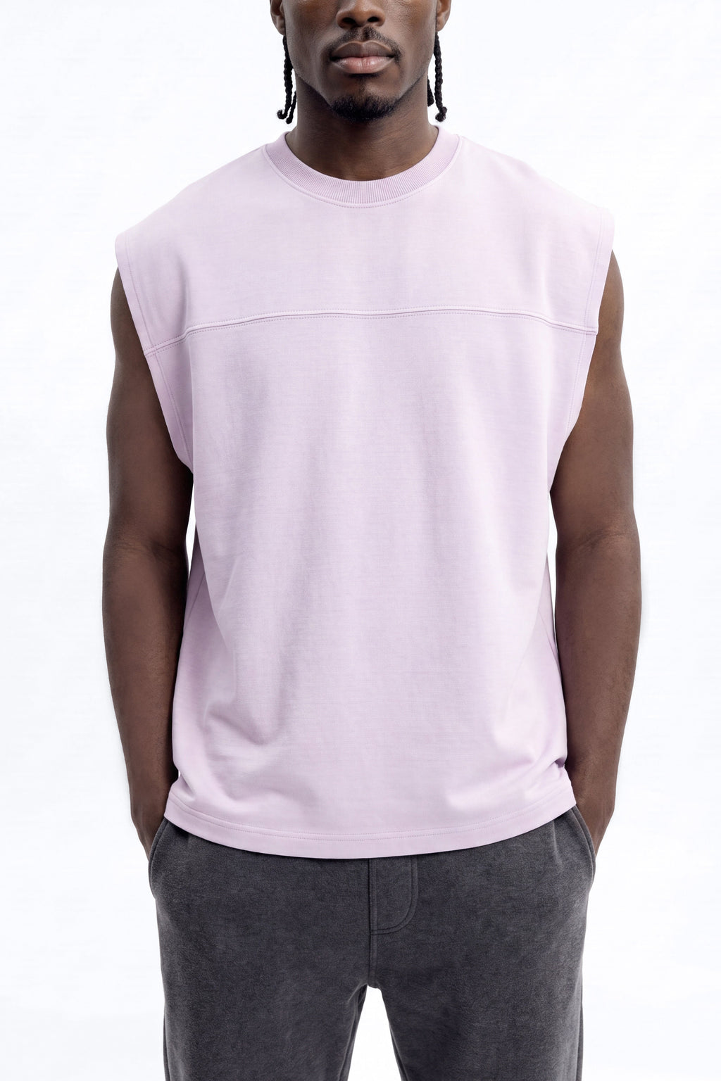 Soft Touch Washed Interlock Oversized Muscle Tee - Purple - image 3