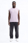 Soft Touch Washed Interlock Oversized Muscle Tee - Purple - image 1