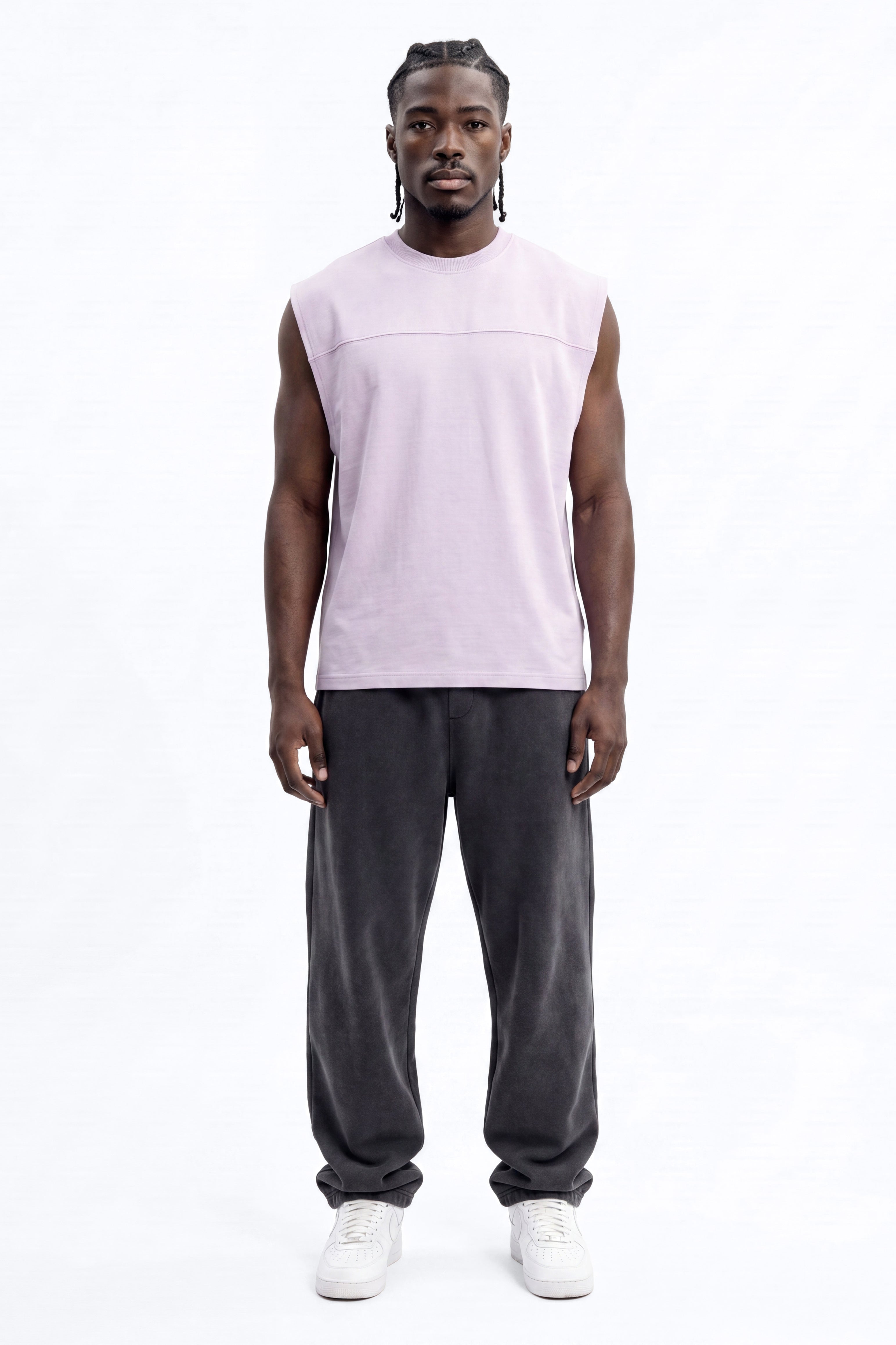 Soft Touch Washed Interlock Oversized Muscle Tee - Purple - image 1