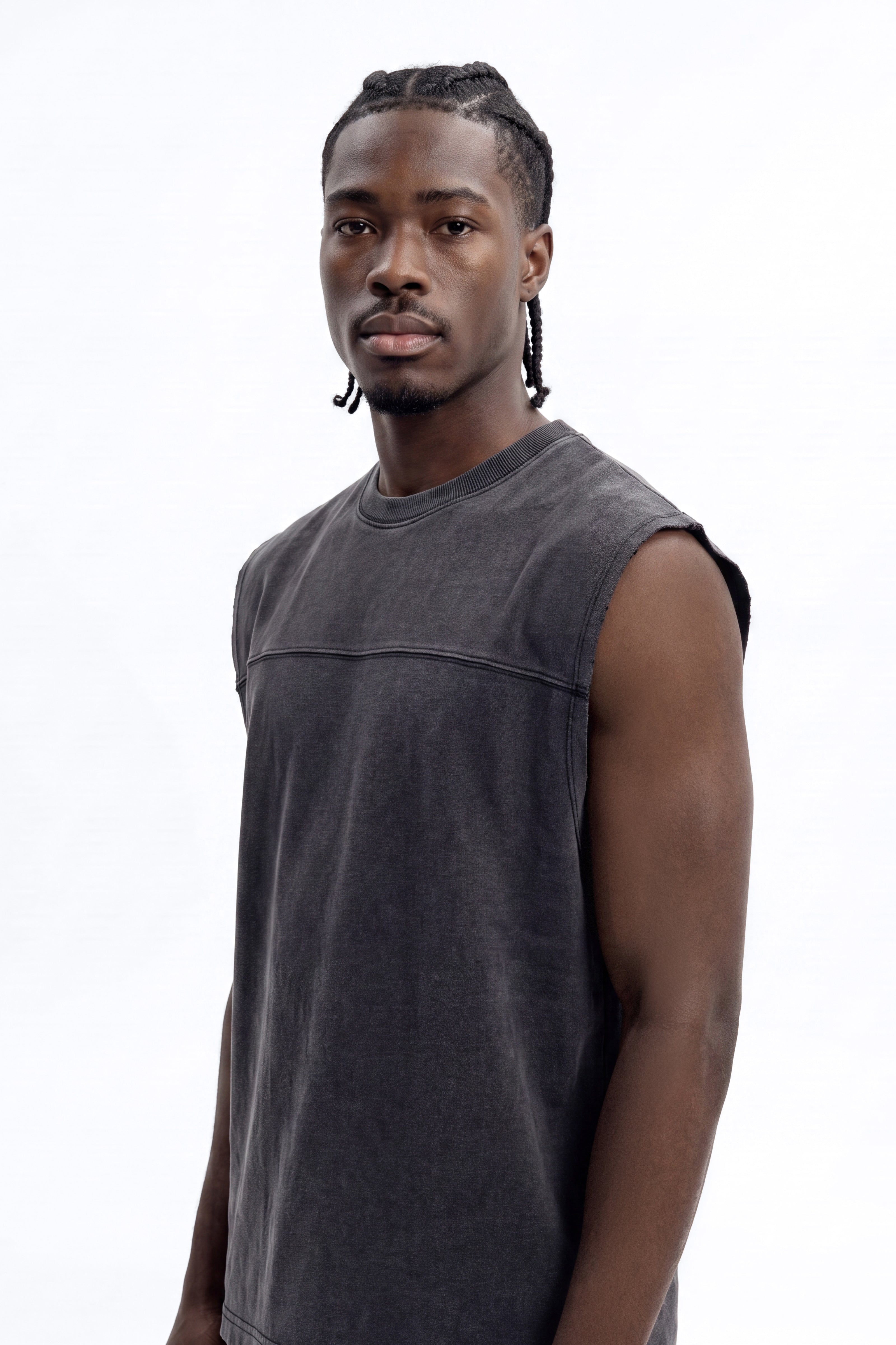 Soft Touch Washed Interlock Oversized Muscle Tee - Black Wash - image 3