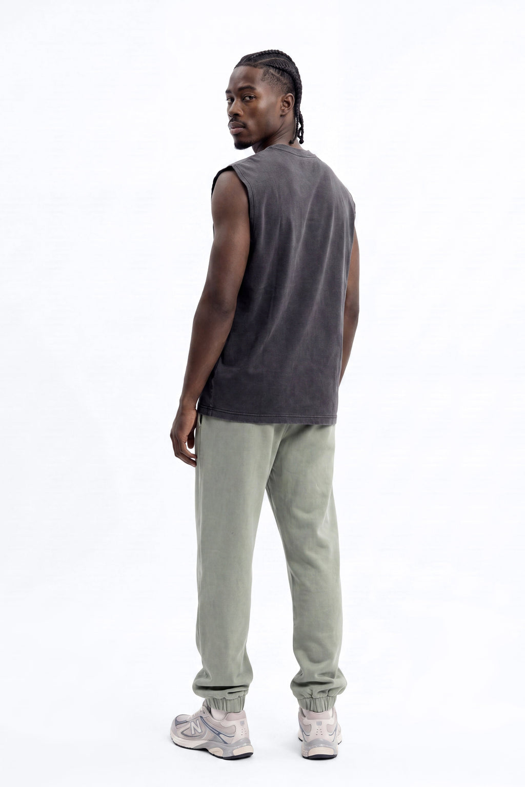 Soft Touch Washed Interlock Oversized Muscle Tee - Black Wash - image 2