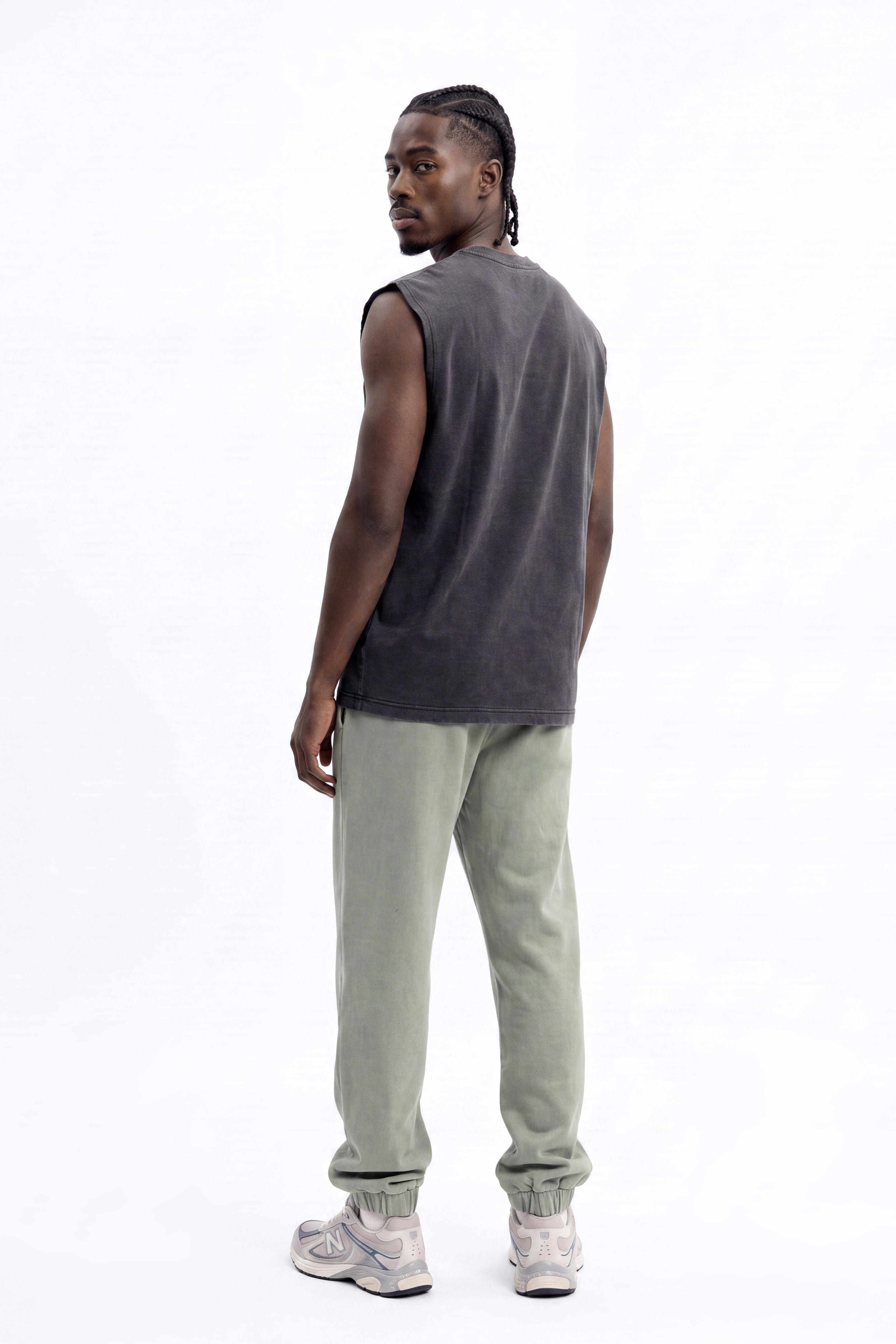 Soft Touch Washed Interlock Oversized Muscle Tee - Black Wash - image 2