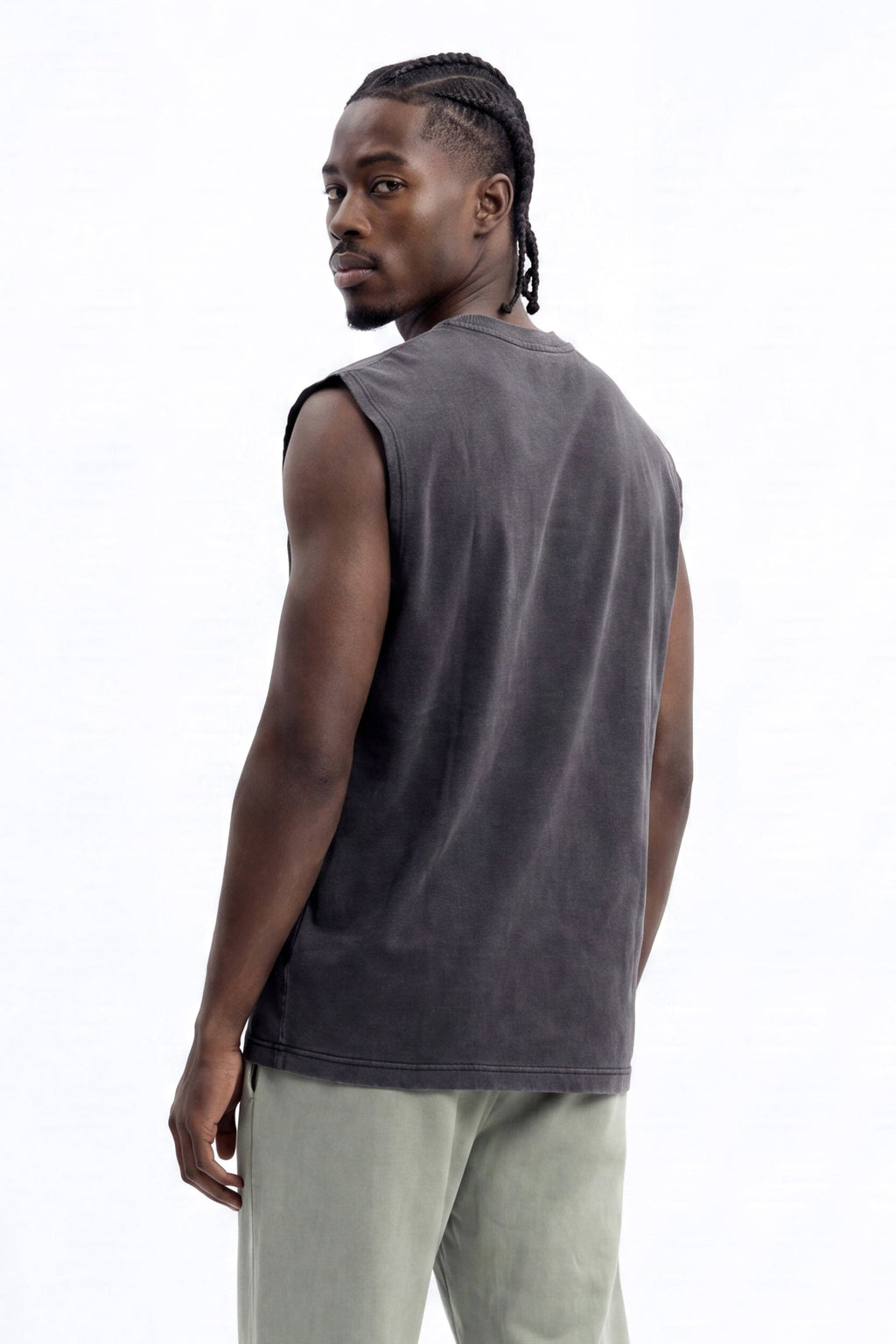 Soft Touch Washed Interlock Oversized Muscle Tee - Black Wash - image 1