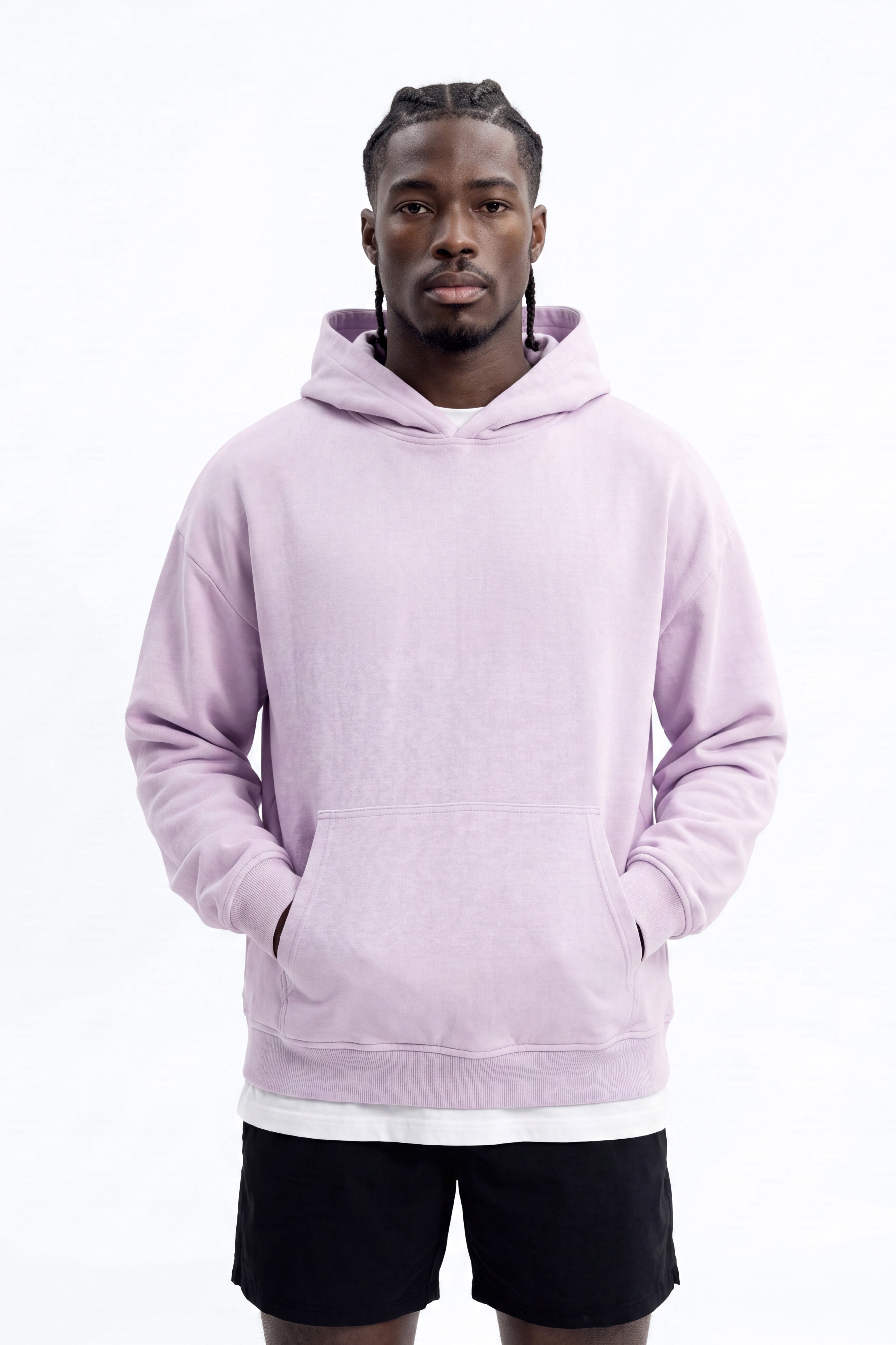 Soft Touch Washed Interlock Oversized Hoodie - Purple - image 1
