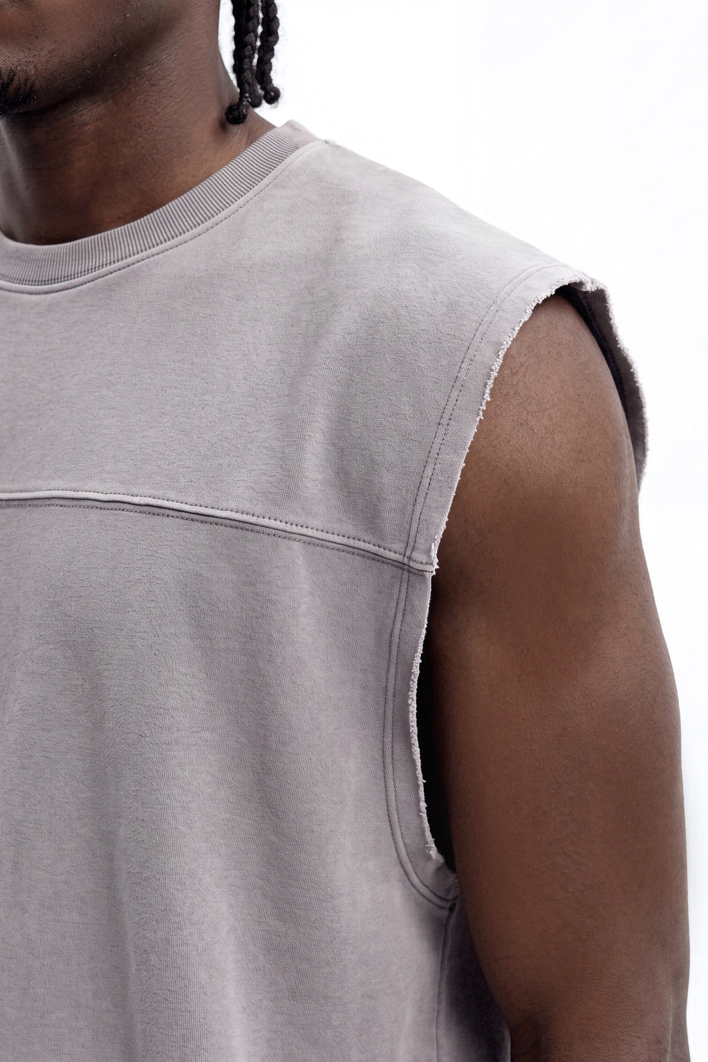 Soft Touch Washed Interlock Oversized Muscle Tee - Grey - image 2