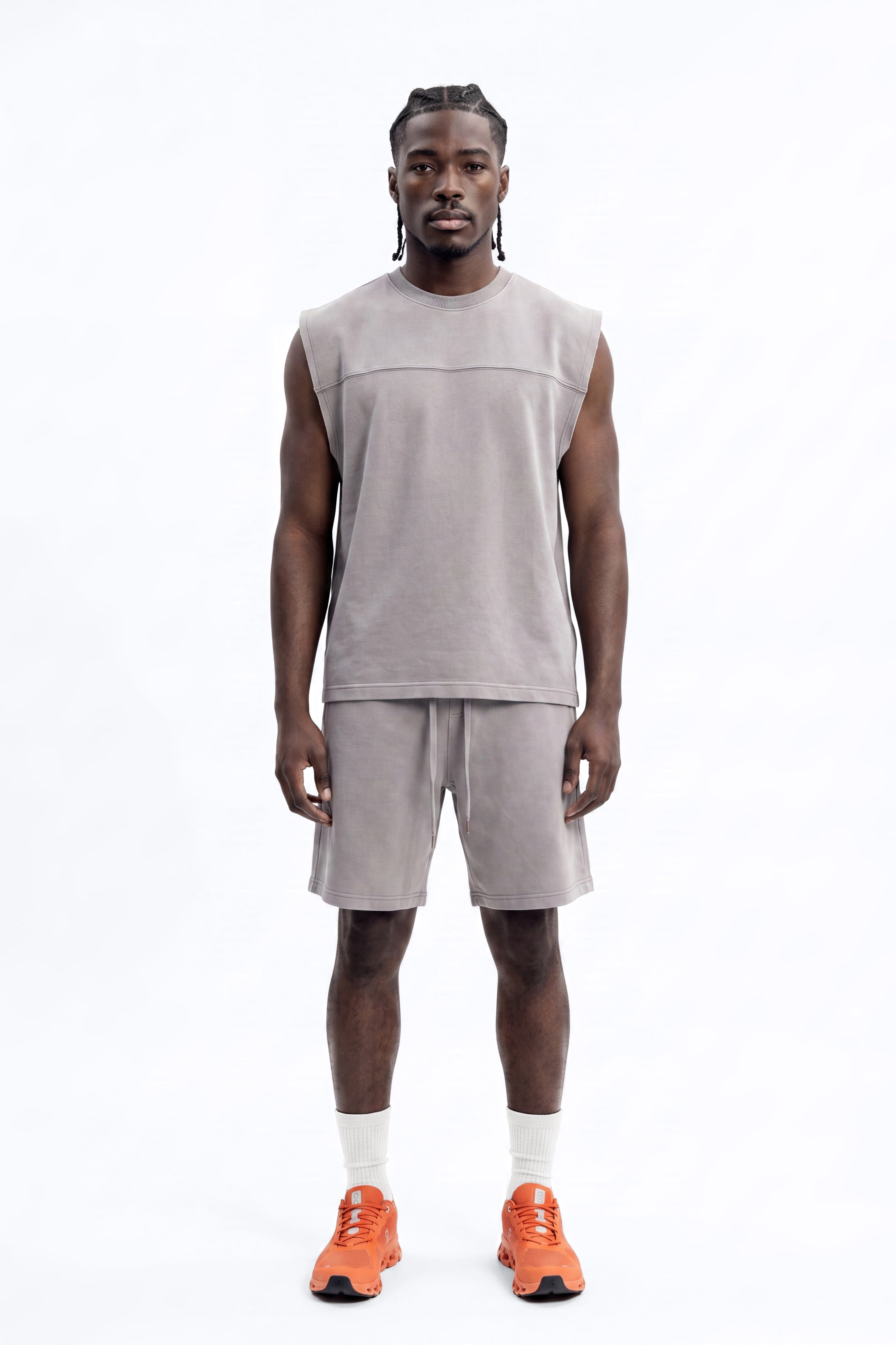 Soft Touch Washed Interlock Oversized Muscle Tee - Grey - image 1