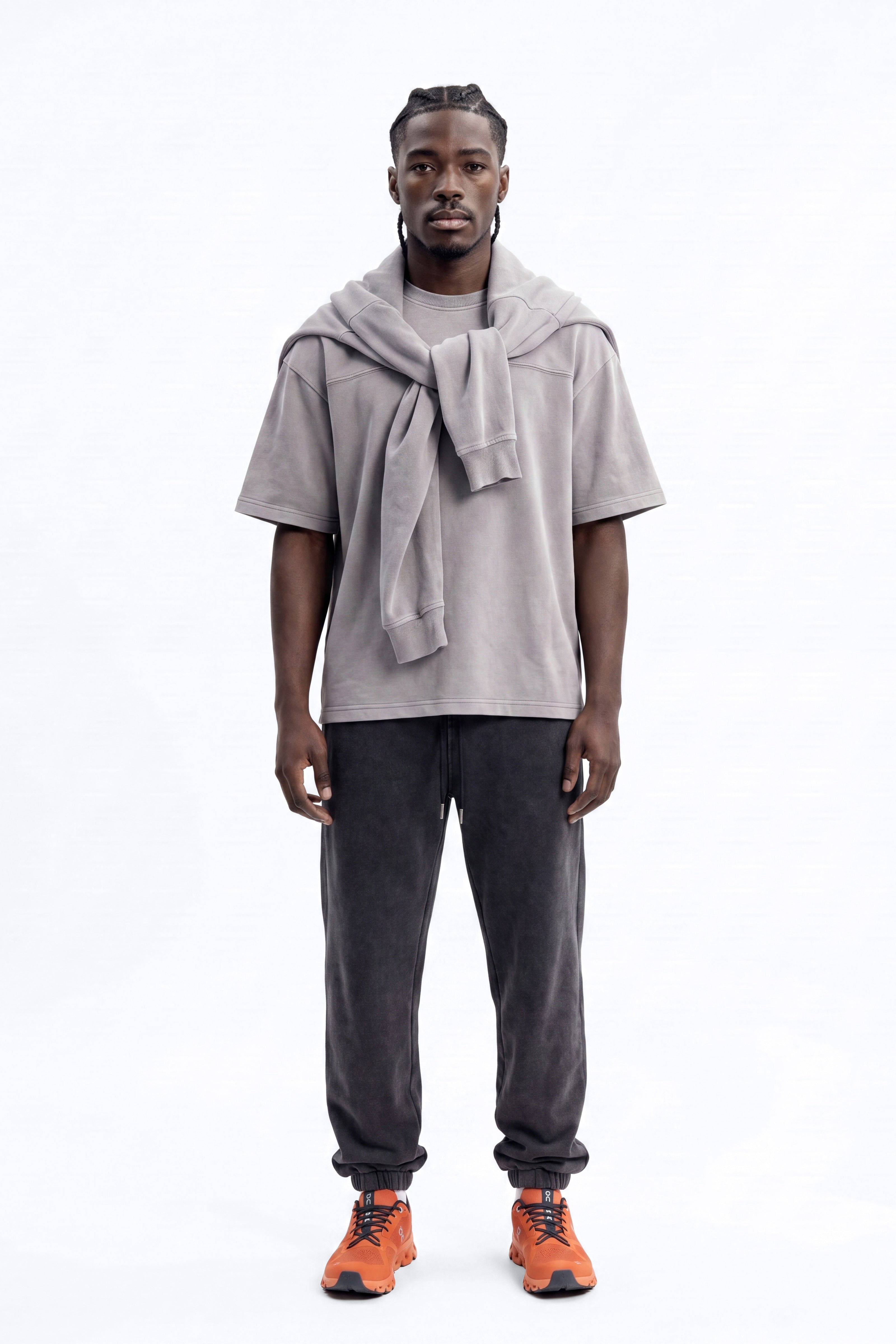 Soft Touch Washed Interlock Oversized Tee - Grey - image 1