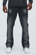 Drilled Slim Stacked Flare Jeans - Black Wash - image 1